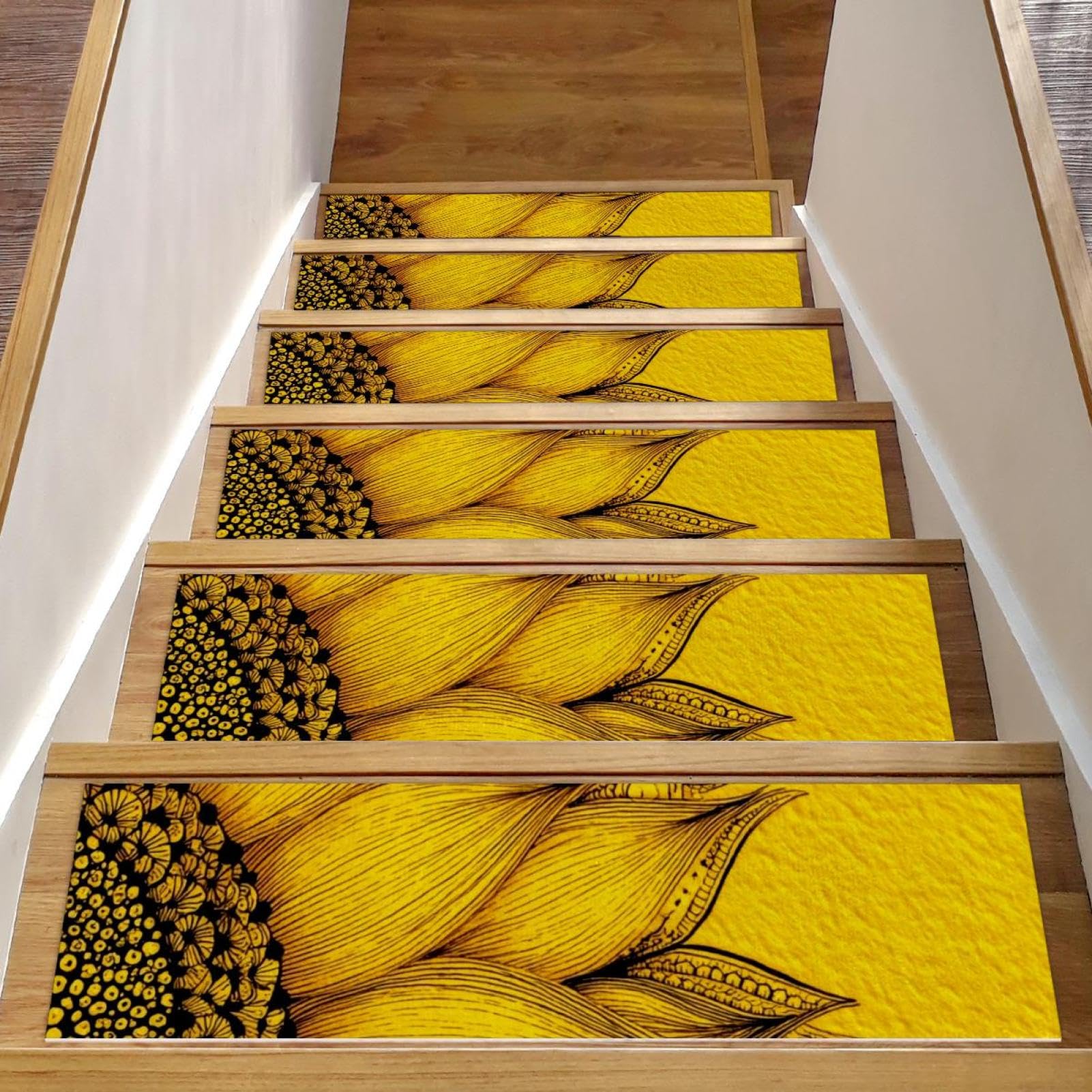 Tapis de marche escalier antidérapant lot de 15 lavable bois 20x76cm