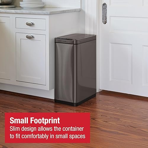 Miniatura 4 de Rubbermaid Elite - Bote de basura con sensor delgado de acero inoxidable para el hogar y la cocina pilas incluidas 118 galones color carbón