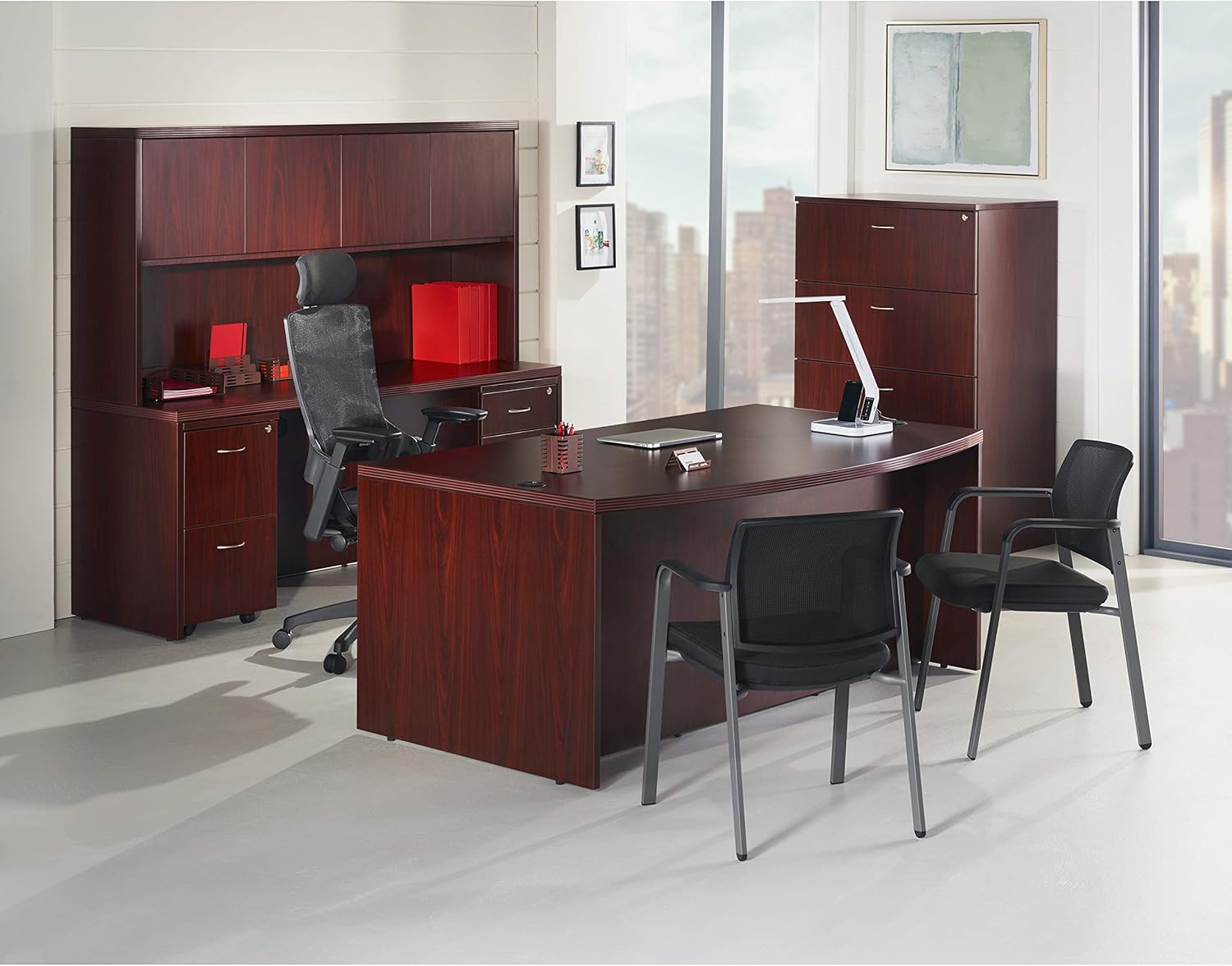 Lorell Mobile Pedestal, File/File, 16 by 22 by 28-1/4-Inch, Mahogany