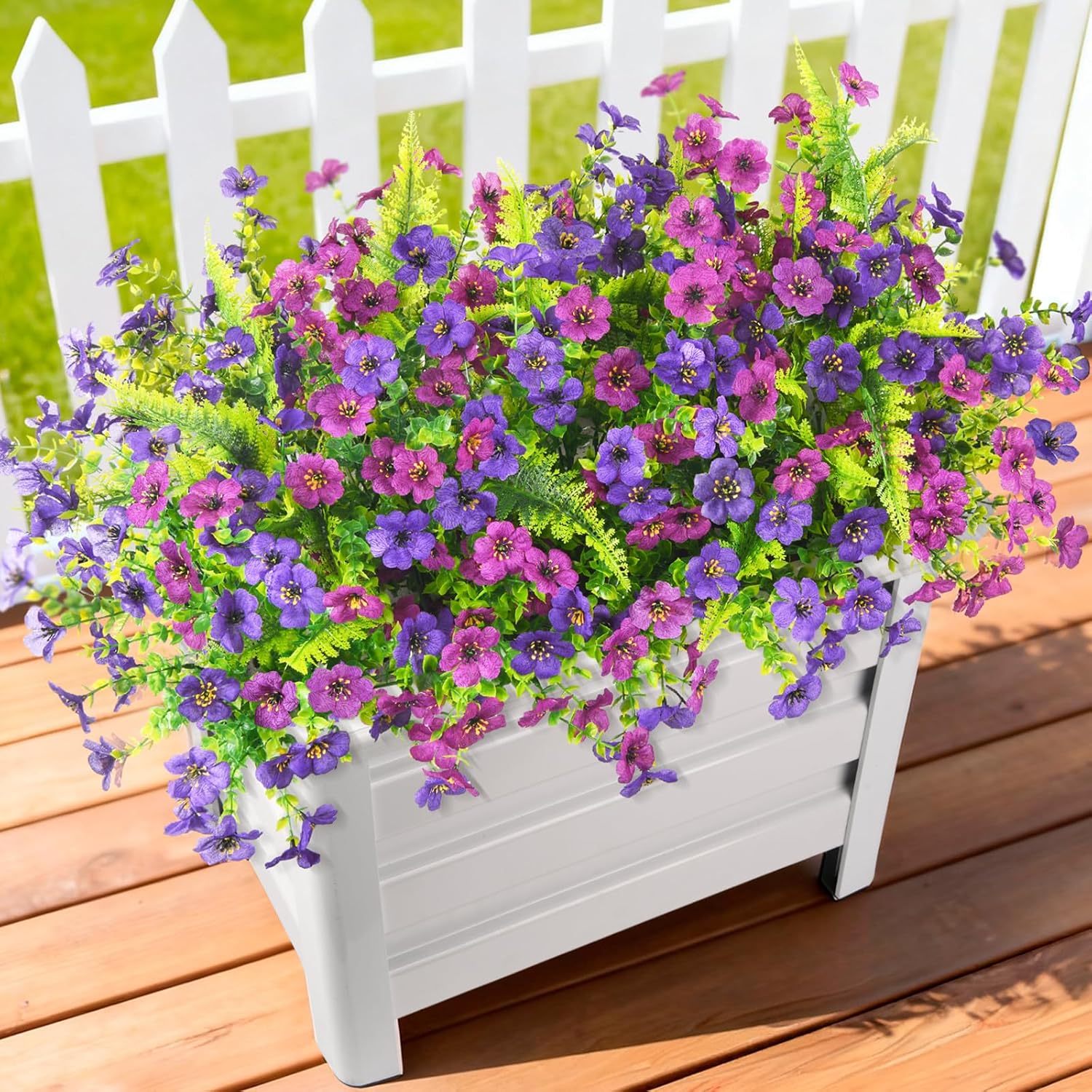 Artificial Flowers for Outdoors, 12 Bundles Multicolor Silk Fake Flower with Ferns for Spring Summer Decoration, UV Resistant Artificial Outdoor Faux Plants for Home Planter Porch Patio Yard Decor - Image 2