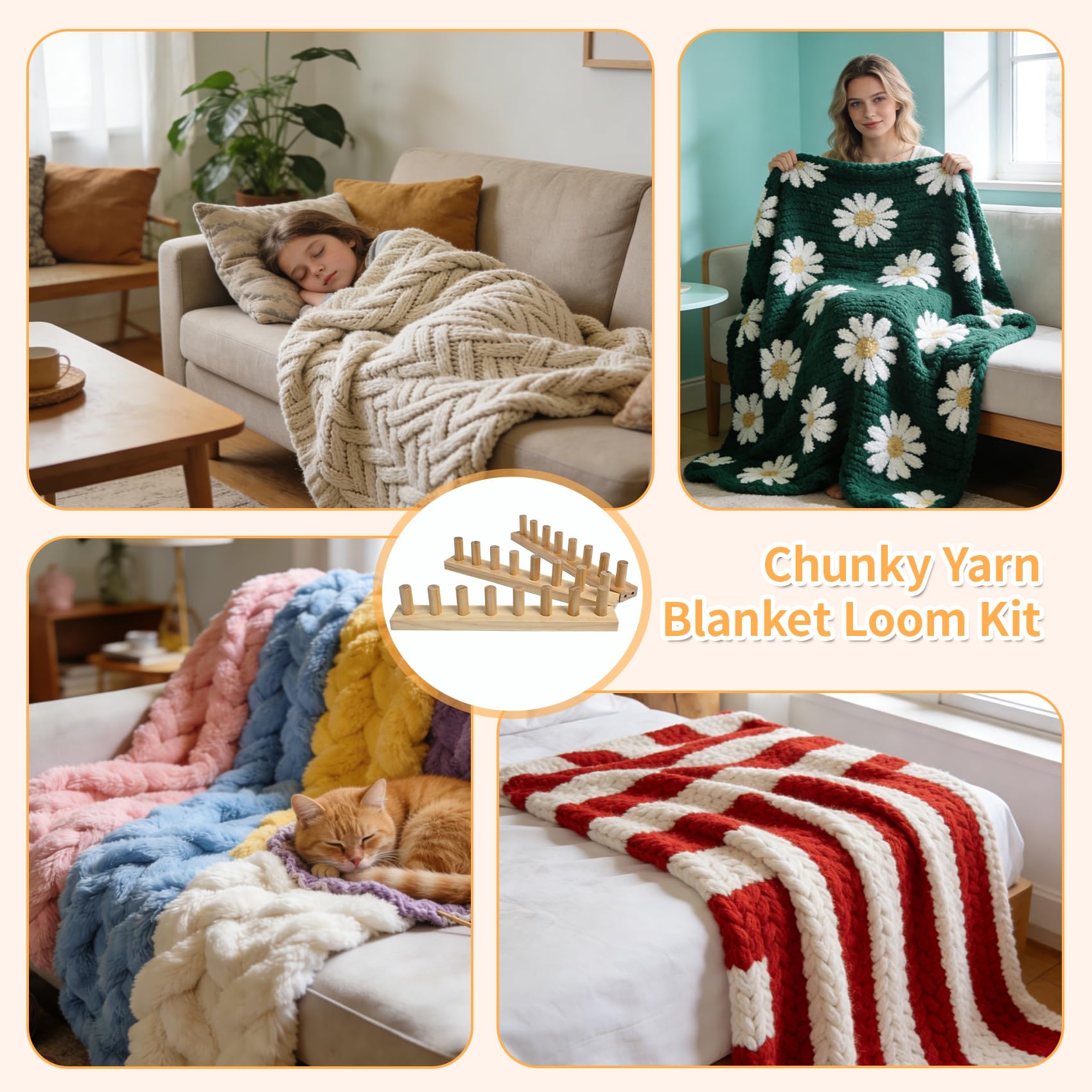 Strickrahmen für Decken, Premium-Holz, 152,4 cm
