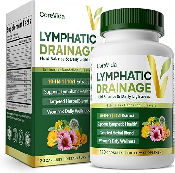 Lymphatic Drainage Supplements, 10-in-1 Support Fluid Balance, 120 Capsules