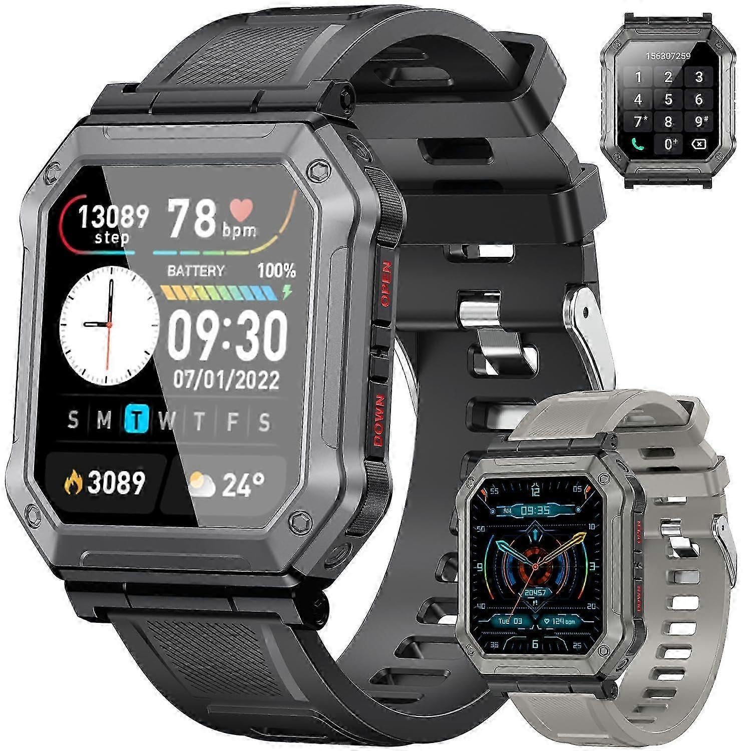 Smart Watch Fitness Tracker Militare Digitale per Esecuzione Make / Rispondere Chiamata