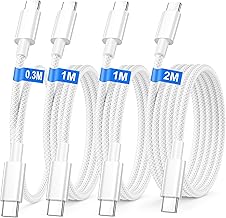 USB C Cable [0.3+1+1+2M] 4 Pieces, 60 W USB Type-C Cable Fast Charging for iPhone 17 16 15 Pro Max/Pro/Air/iPad/iPad PRo/MacBook Air/Samsung S25/S24/S23, Cable Type C to Type C Nylon Braided