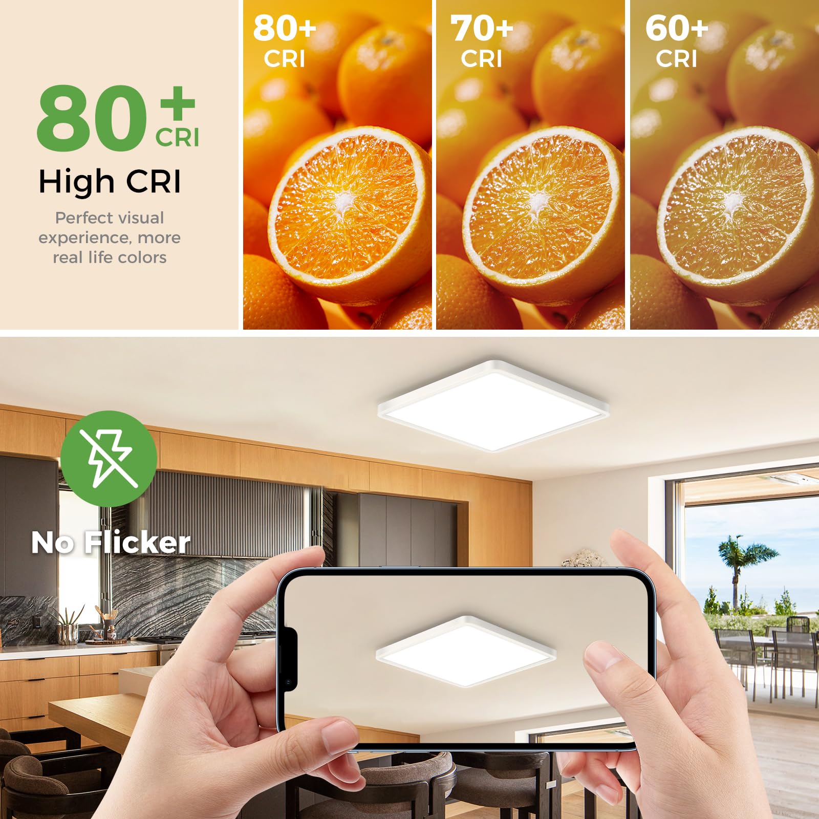 zemty Plafoniera LED Soffitto Quadrata, 3colori-3000K/4000K/6500K, Plafoniera Bagno IP44 Impermeabile, Lampada da Soffitto Moderna 24W 2800LM per Cucina, Camera da Letto, Corridoio, Balcone, Ø29CM
