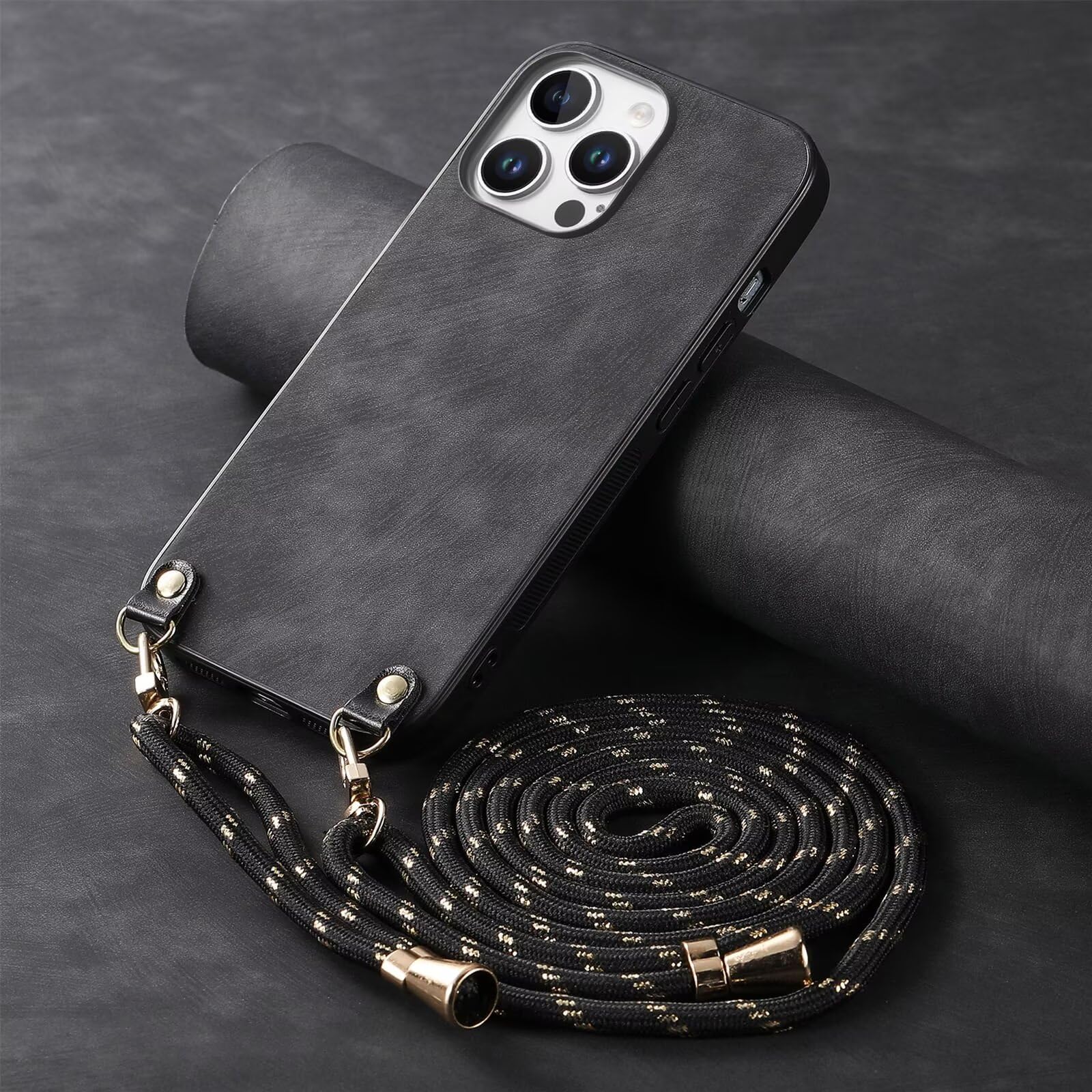 Pebbel Crossbody Case iPhone 16 Hoes Koord Oranje Leer