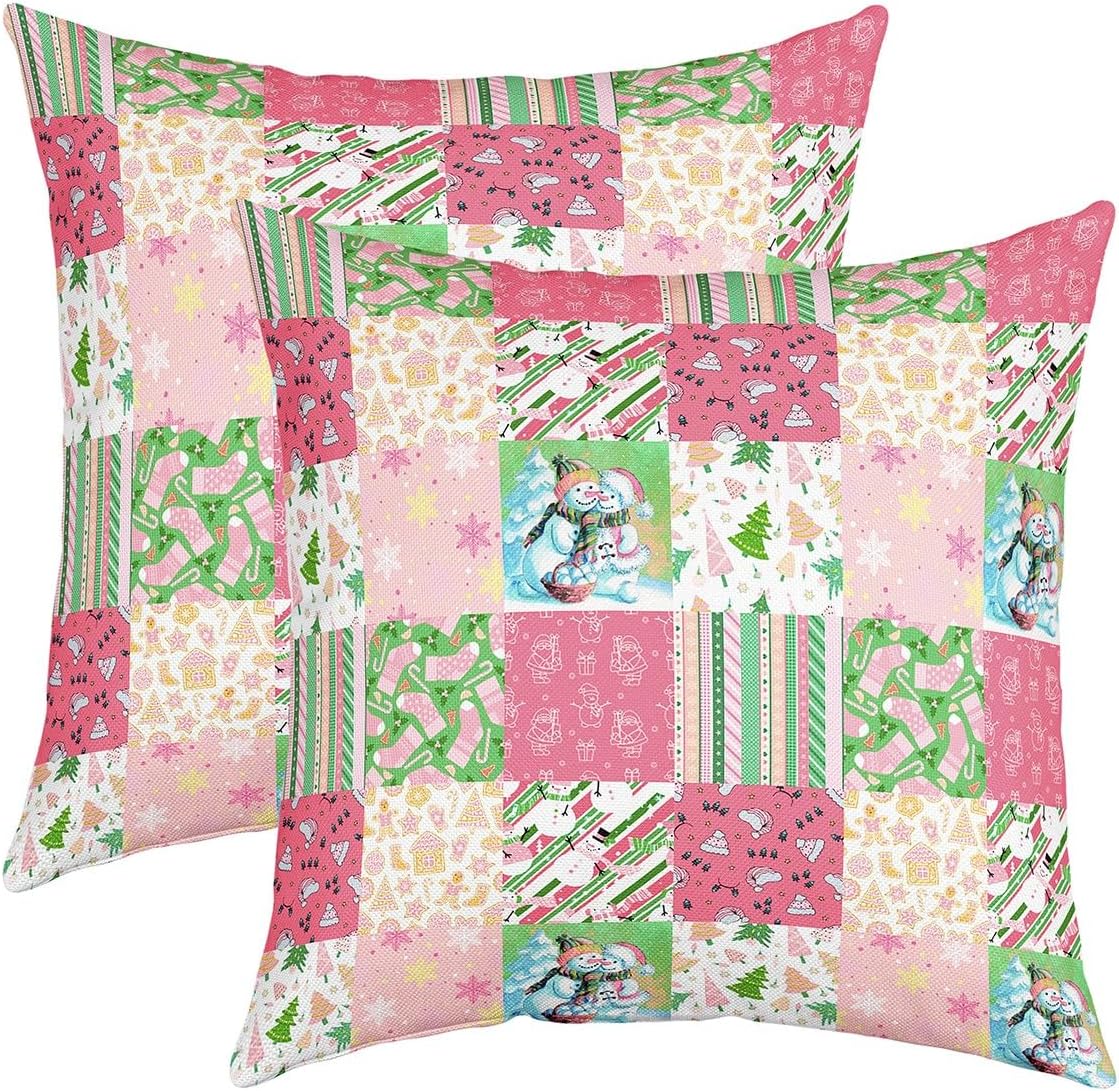 jejeloiu Christmas Throw Pillow Covers 18"x18" Set of 2