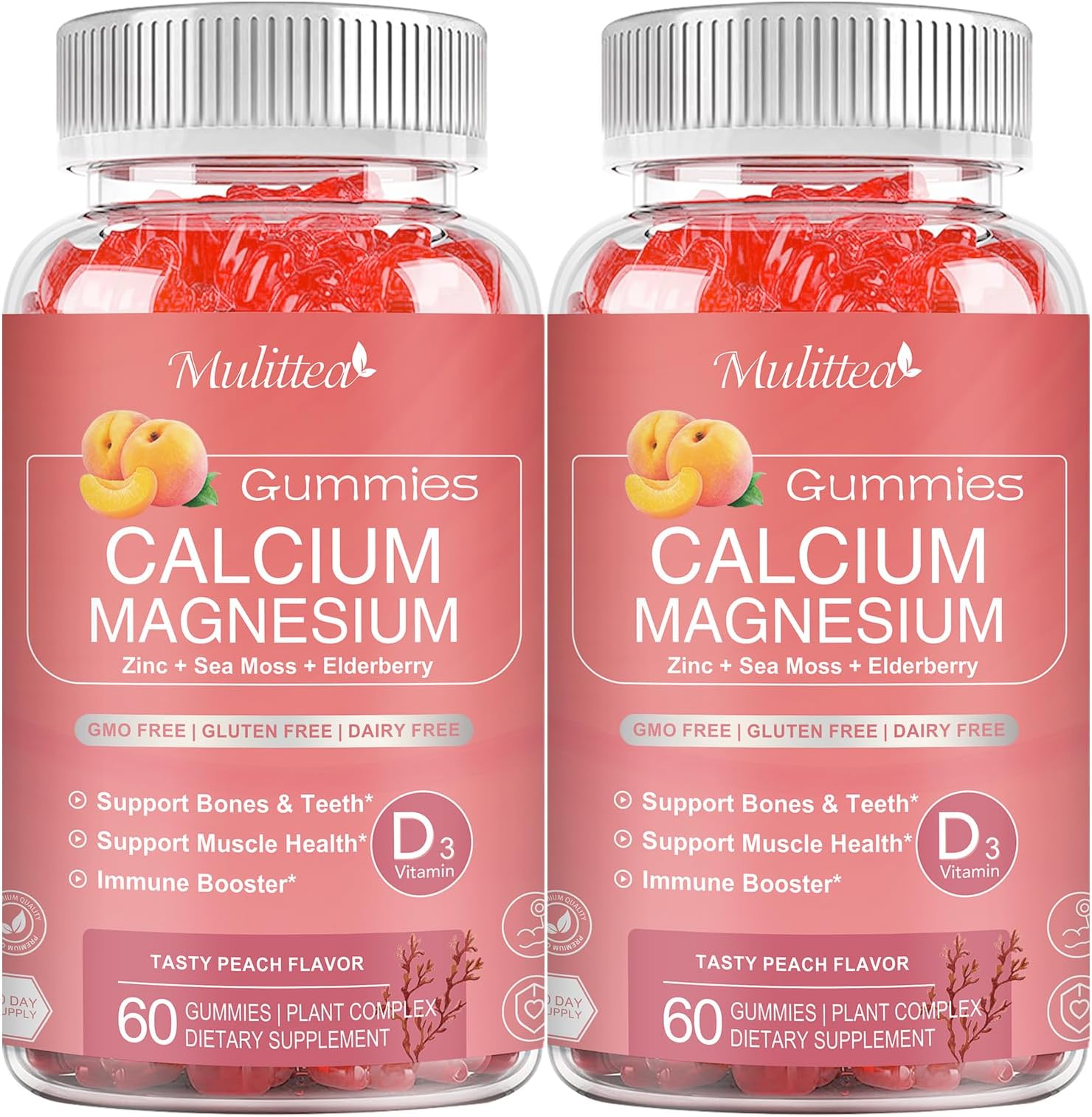 Plan Calcium Gummies with D3,Zinc - Plant Complex Calcium Magnesium Supplement with Glycinate,Potassium,Vitamin C &Whole Natural Food for Bone & Immune Support- 120 Chewable Gummy Sugar-Free