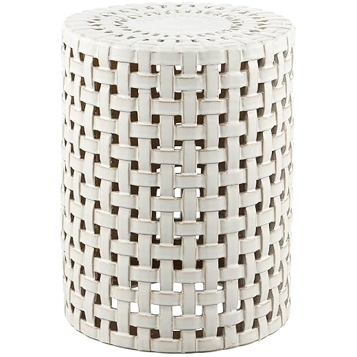 SAFAVIEH Home Collection Sayre Cream Ceramic 18-inch Decorative Accent Garden Stool for Living Room, Bathroom, Patio, Side Table, Plant Stand (Fully Assembled)