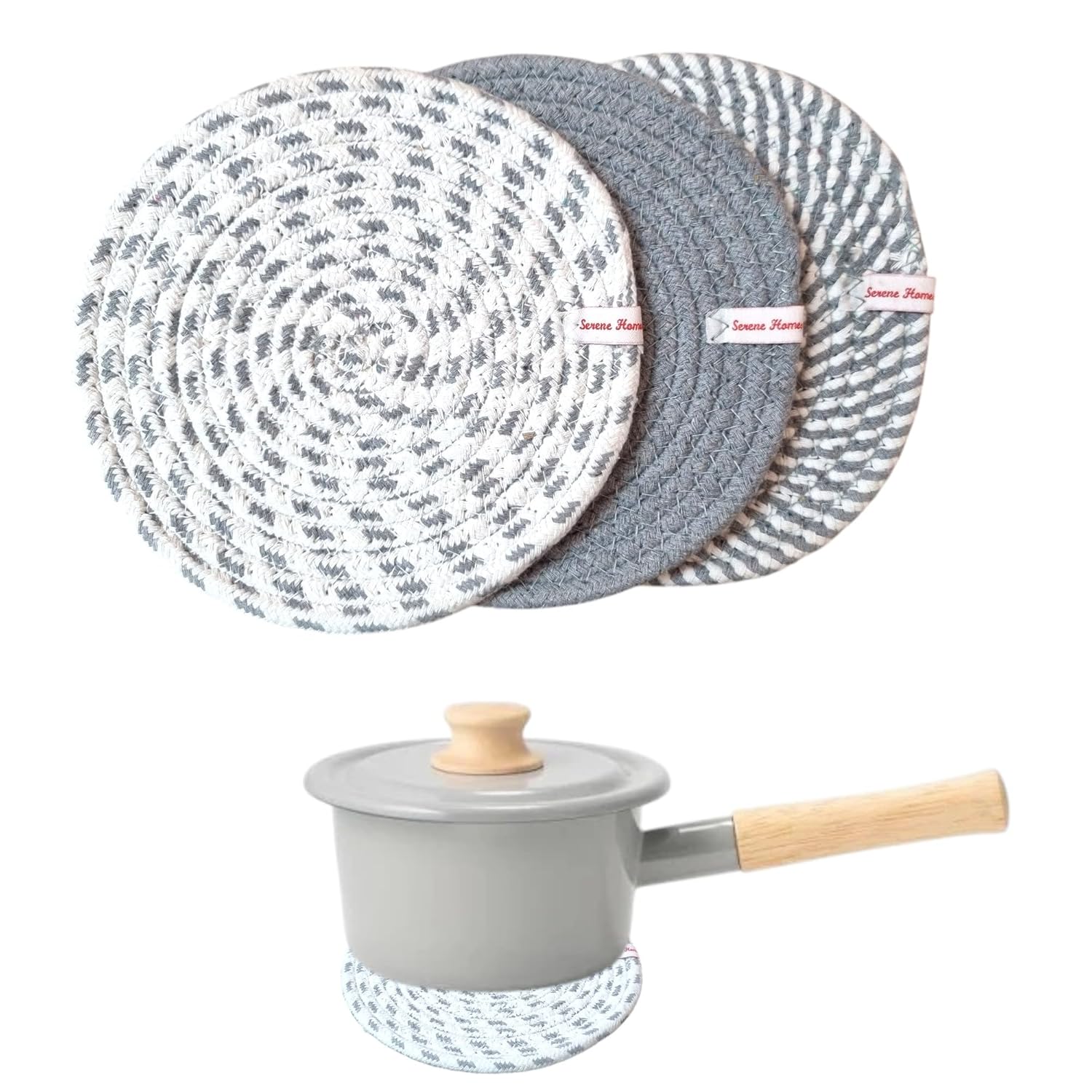SereneHomes Round Cotton Trivets for Hot Pots – Dining Table...