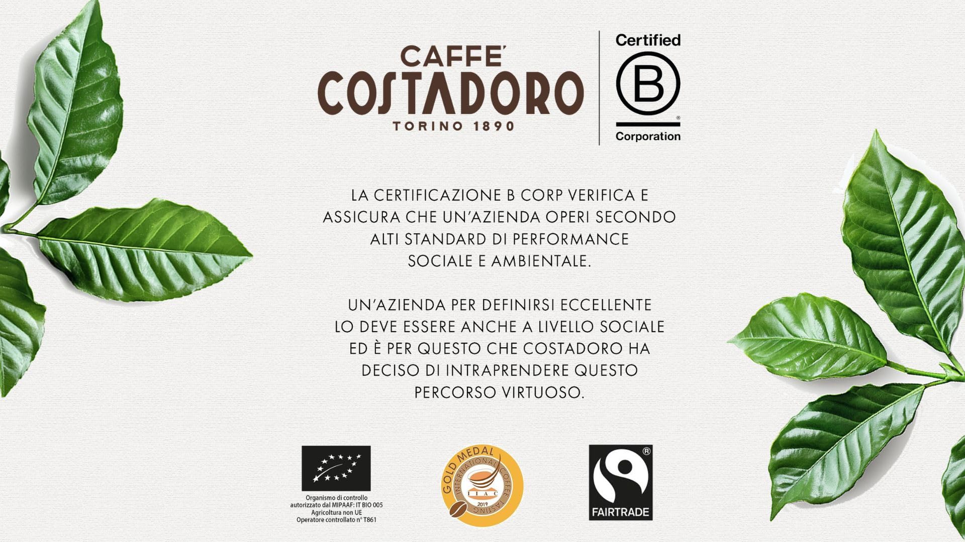 Costadoro Cento – kawa mielona 100% Arabica do kawiarki moka, o słodkim i zrównoważonym smaku, zestaw 6 × saszetki 180 g + 1 × puszka 250 g, wyprodukowano we Włoszech