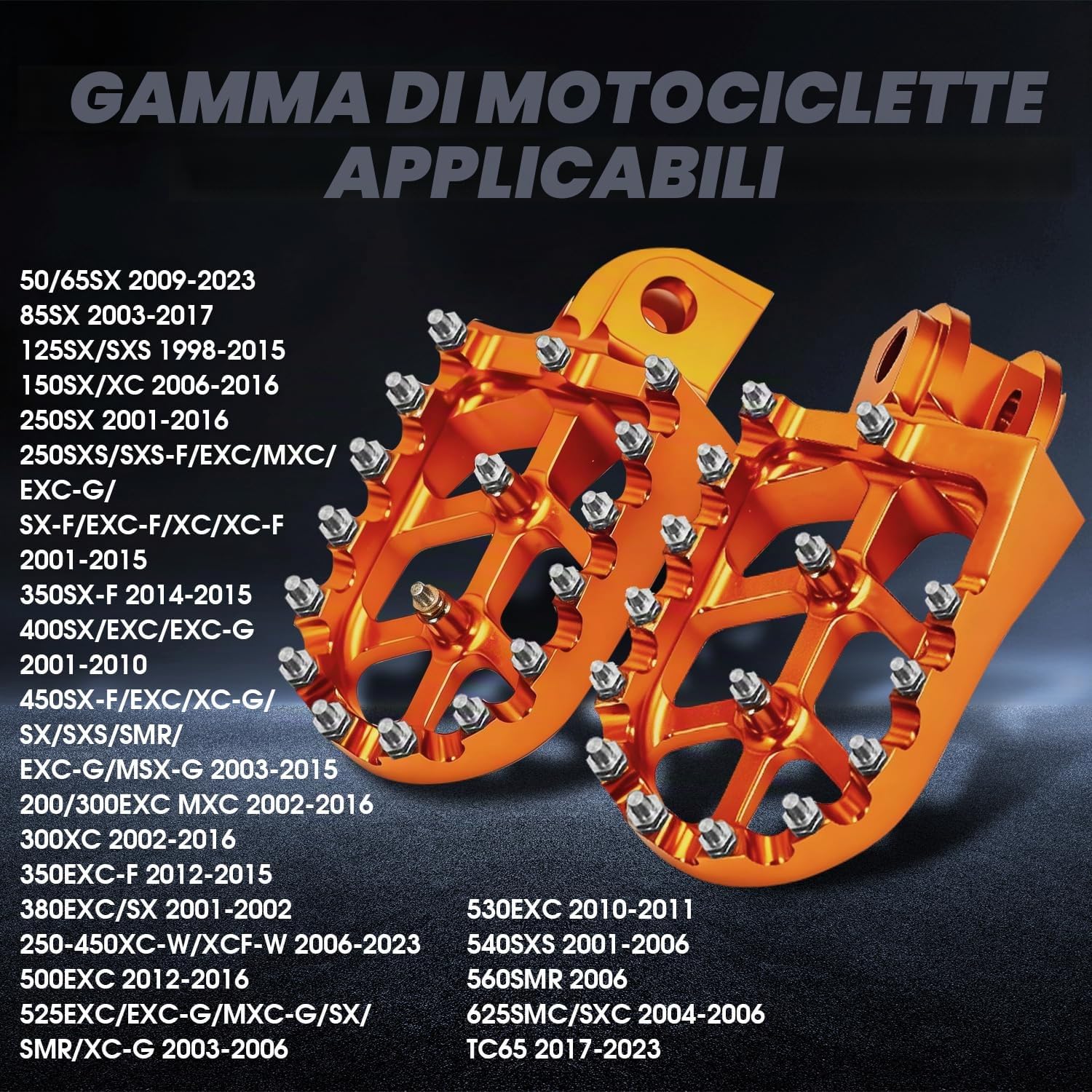 Pedane Moto CNC,Pedali Poggiapiedi per 65-990 SX SXS SXS-F EXC MXC EXCG SX-F EXC-F XC XC-F SMR TE TC FE FC 85-501 Arancia