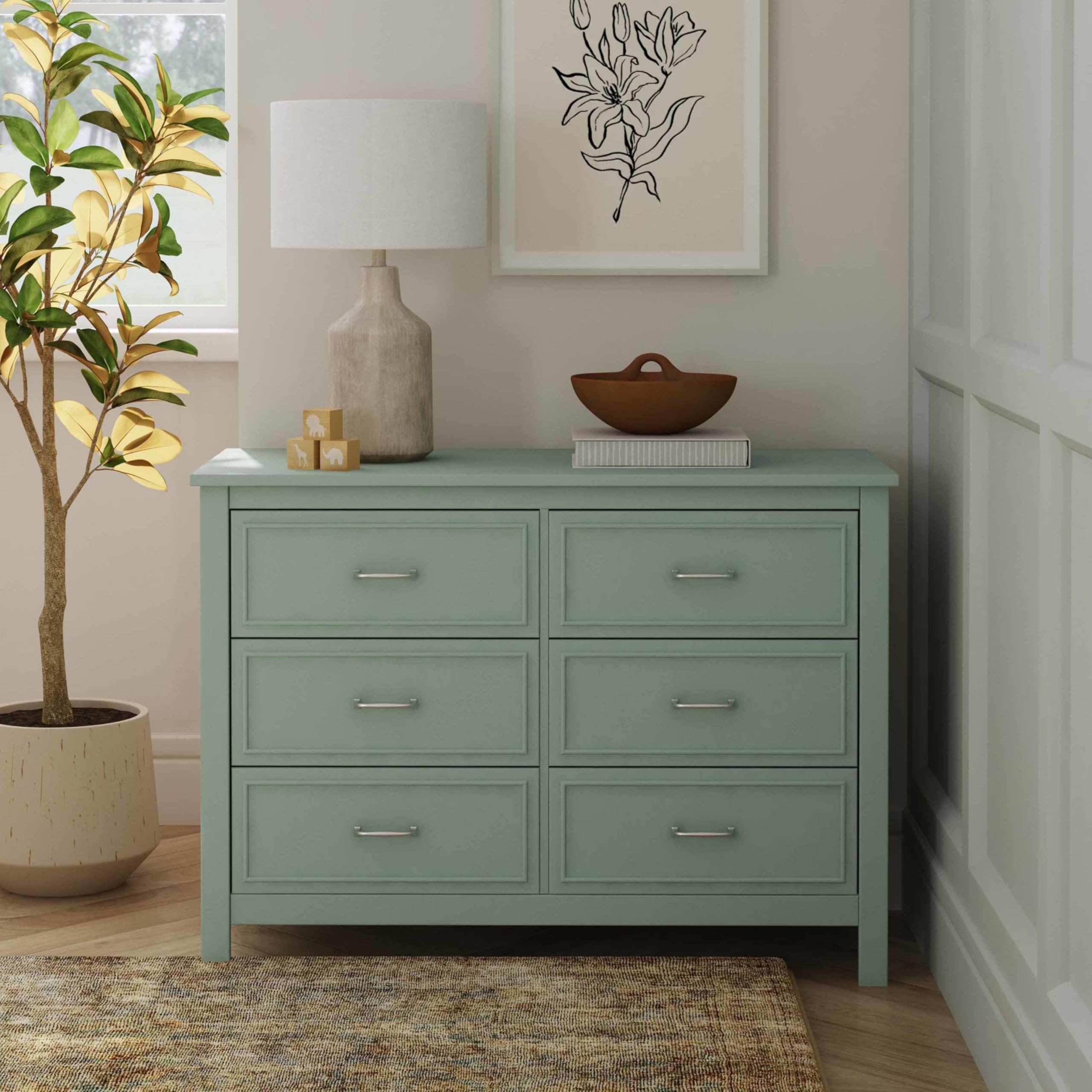 Amazon.com: Davinci Charlie 6-Drawer Double Dresser in Light Sage, GREENGUARD Gold Certified : Home & Kitchen Amazon.com: Davinci Charlie 6-Drawer Double Dresser in Light Sage, GREENGUARD Gold Certified : Home & Kitchen