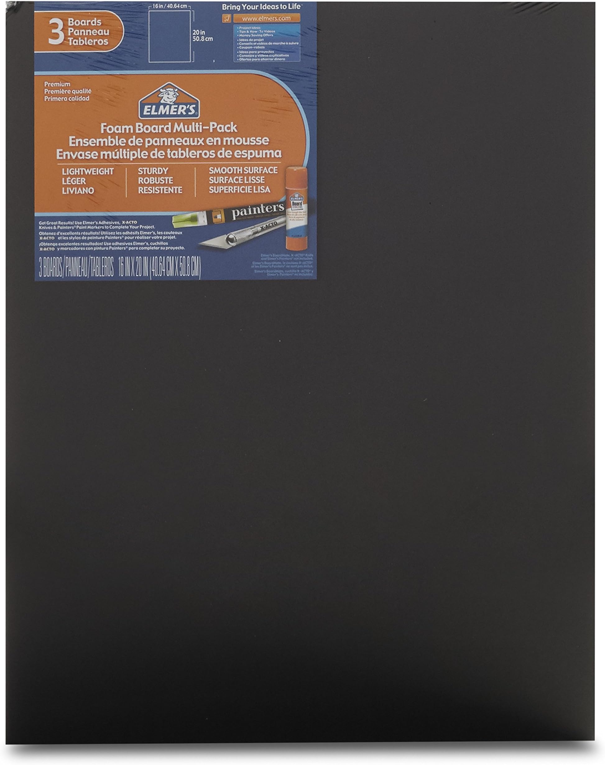 Elmer's Foam Board MultiPack, Black, 16x20 Inch, Pack of