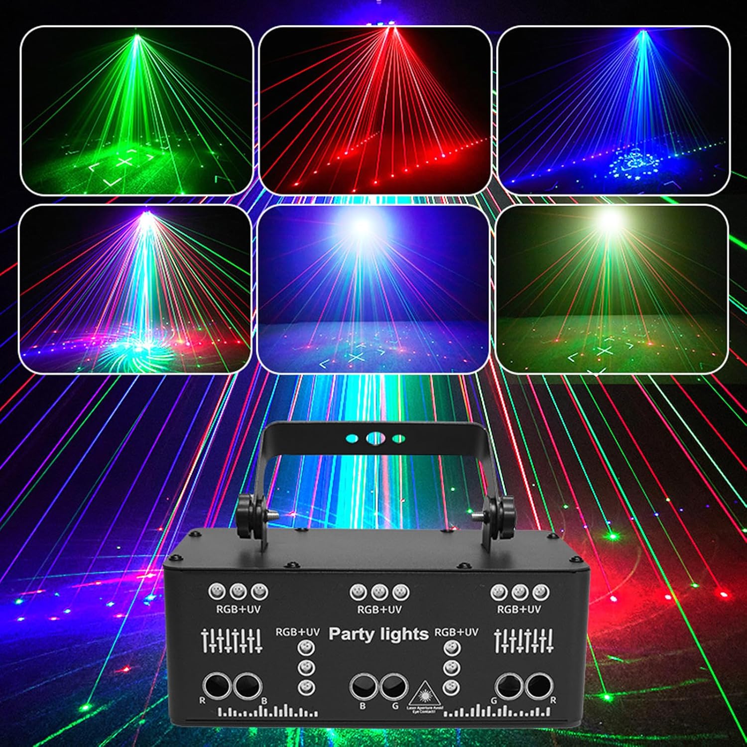 21-Eyes RGB Laser & UV LED Strobe Party Light – Sound Activated DMX512 DJ Stage Lighting for Parties, Clubs & Weddings