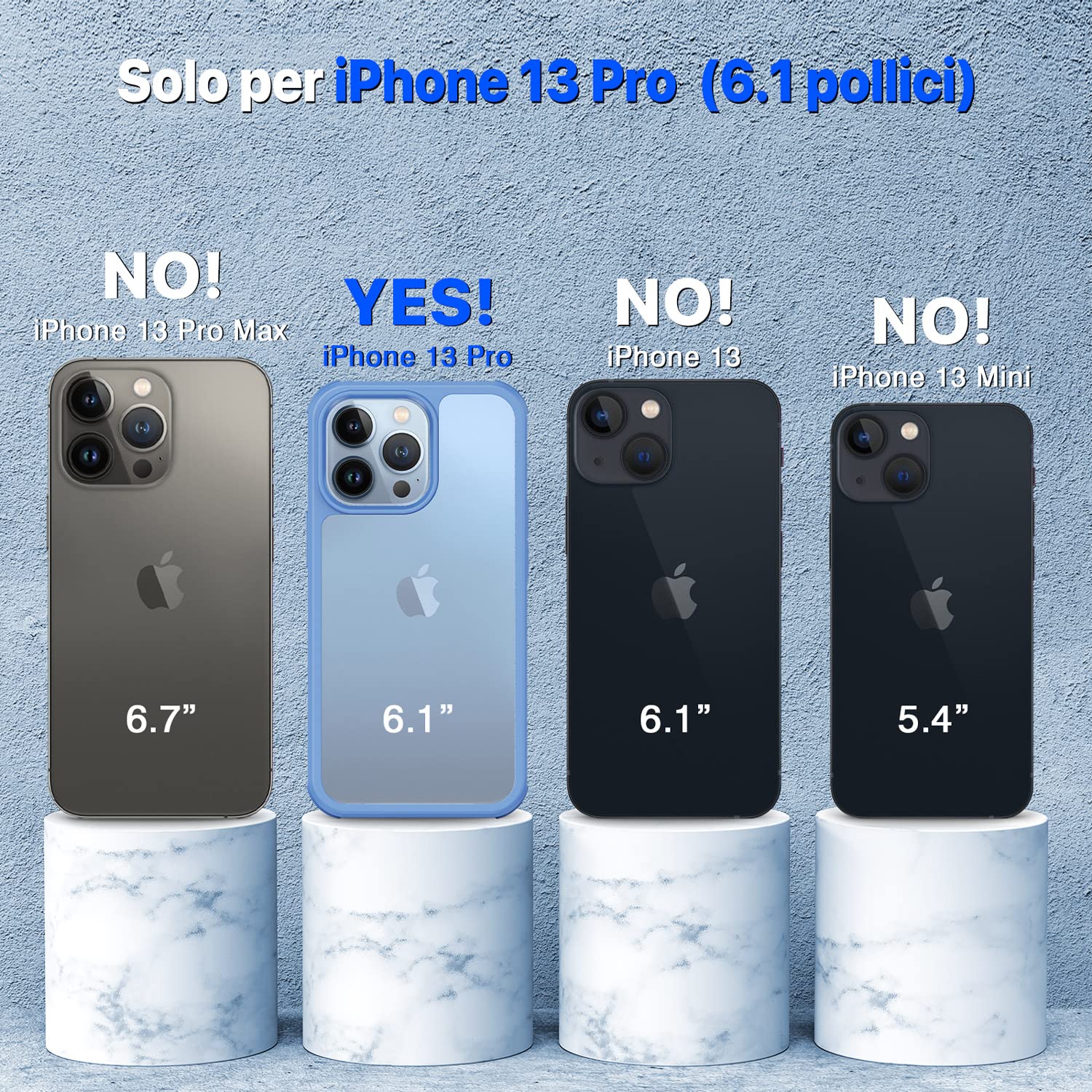 CENHUFO Cover iPhone 13 Pro, con Protezione Schermo Vetro Temperato Integrata e Pellicola Fotocamera [9H HD] 360 Gradi Antiurto Trasparente Case Fronte Retro Doppia Custodia per iPhone 13 Pro -Blu