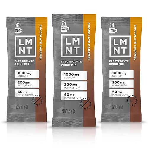 LMNT - Mezclador de chocolate caliente y café, electrolitos de sal de chocolate y caramelo, paquetes de polvo de hidratación, sin azúcar ni