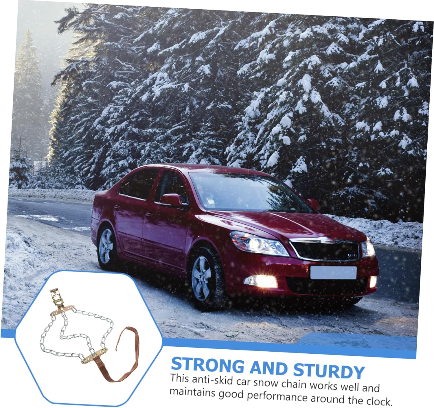 3 Chains Balance Design Snow Chains 8pcs for SUVs Trucks Cars Winter Anti-Skid Tire Straps for Mud and Snow Random Color