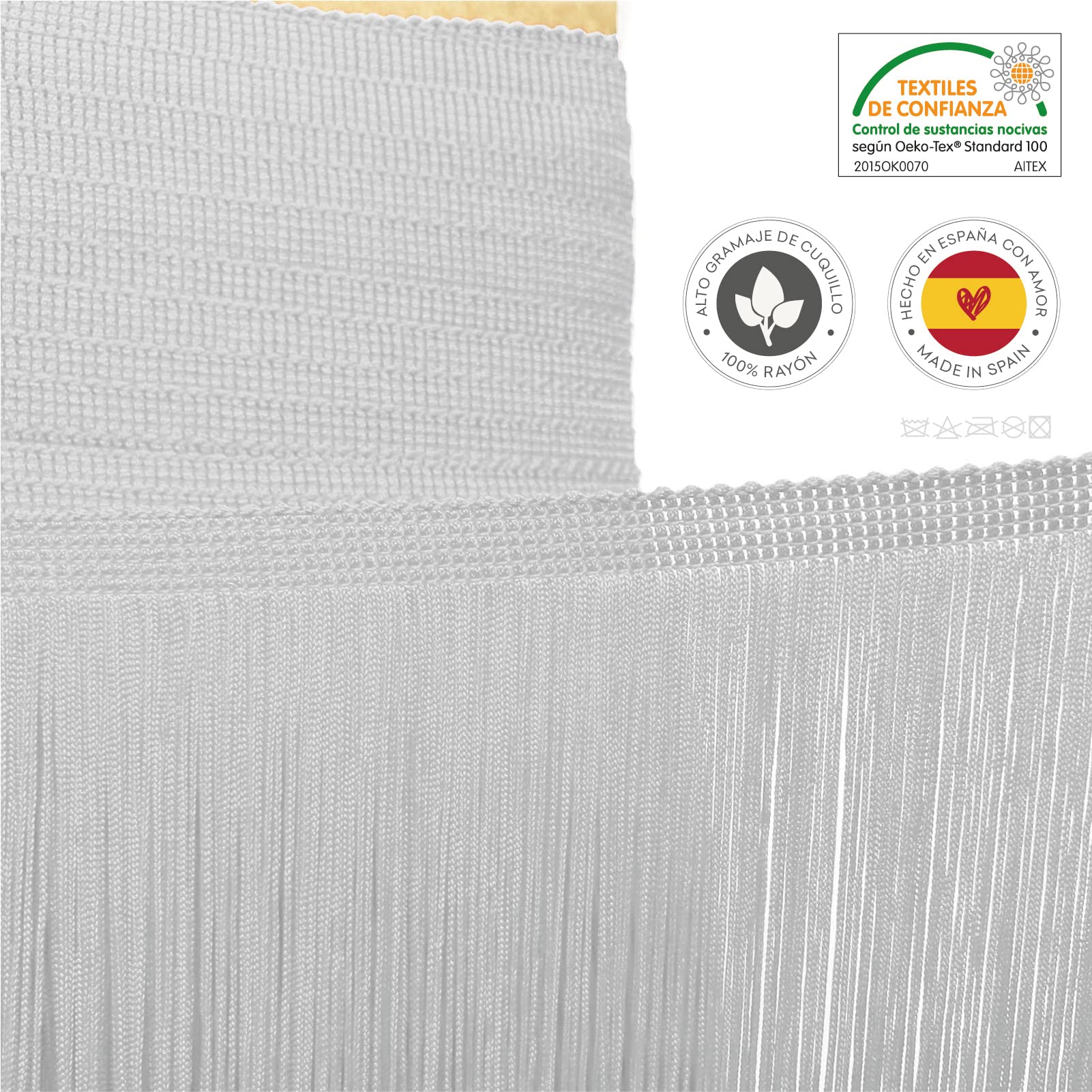 TEXTEX = Cuquillo Fringe for Sewing Flamenco and Sevillana. Composition Rayon 100%. Length of 20 cm. 5m Pieces. (Snow Gray) - Image 3