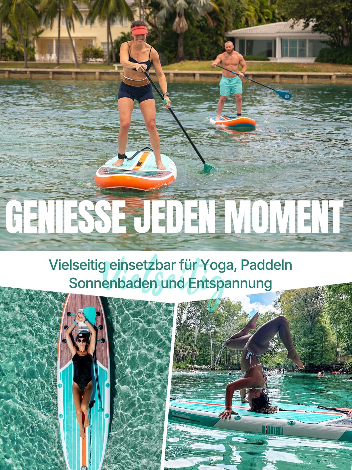 Niphean Stand up Paddling Board mit Sitz und Allem Zubehör, 320cm Paddleboard für Aller Fähigkeitsniveaus, SUP Board 200kg Tragkraft für 2 Personen, Standup Paddle Board for Adults