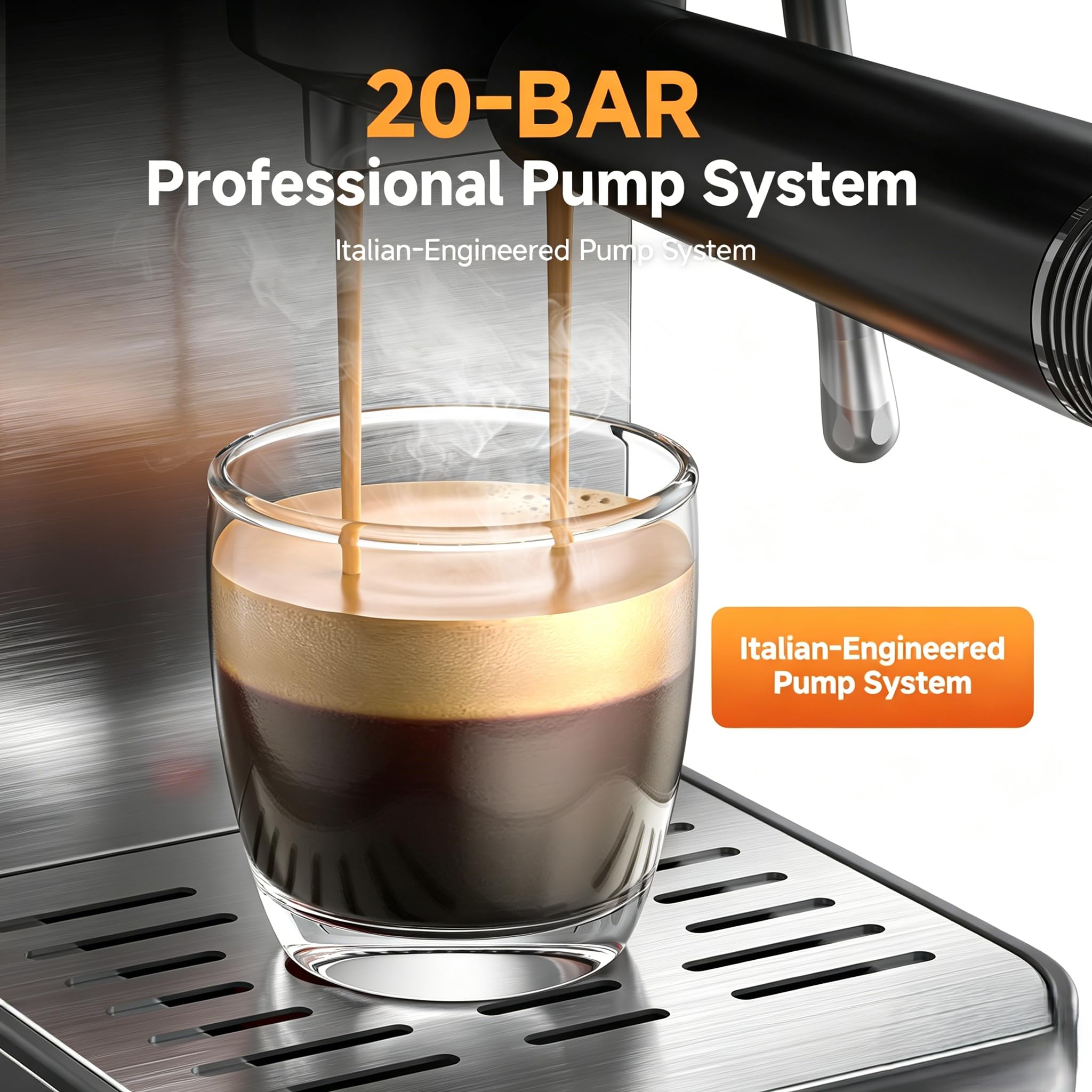 AMZCHEF 20 Bar Espresso Machine with LED Touch Screen — view 4