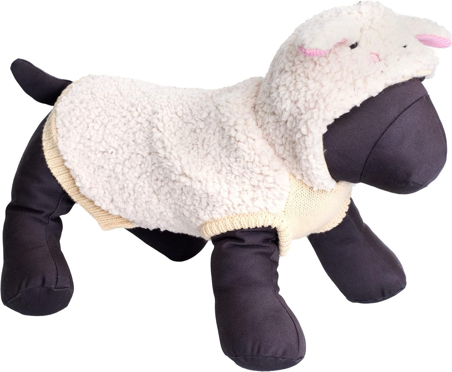 THE WORTHY DOG Sleeveless Sheep Hoodie Dog Sweater – Warm Pullover Dog Clothes with Leash Opening, High-Pile Fleece Knit & High-Cut Belly- White, Small