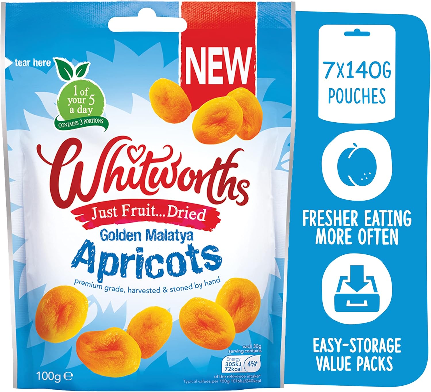 Whitworths Apricots Naturally Sweet, Soft & Dried Apricot 7 Pcs X