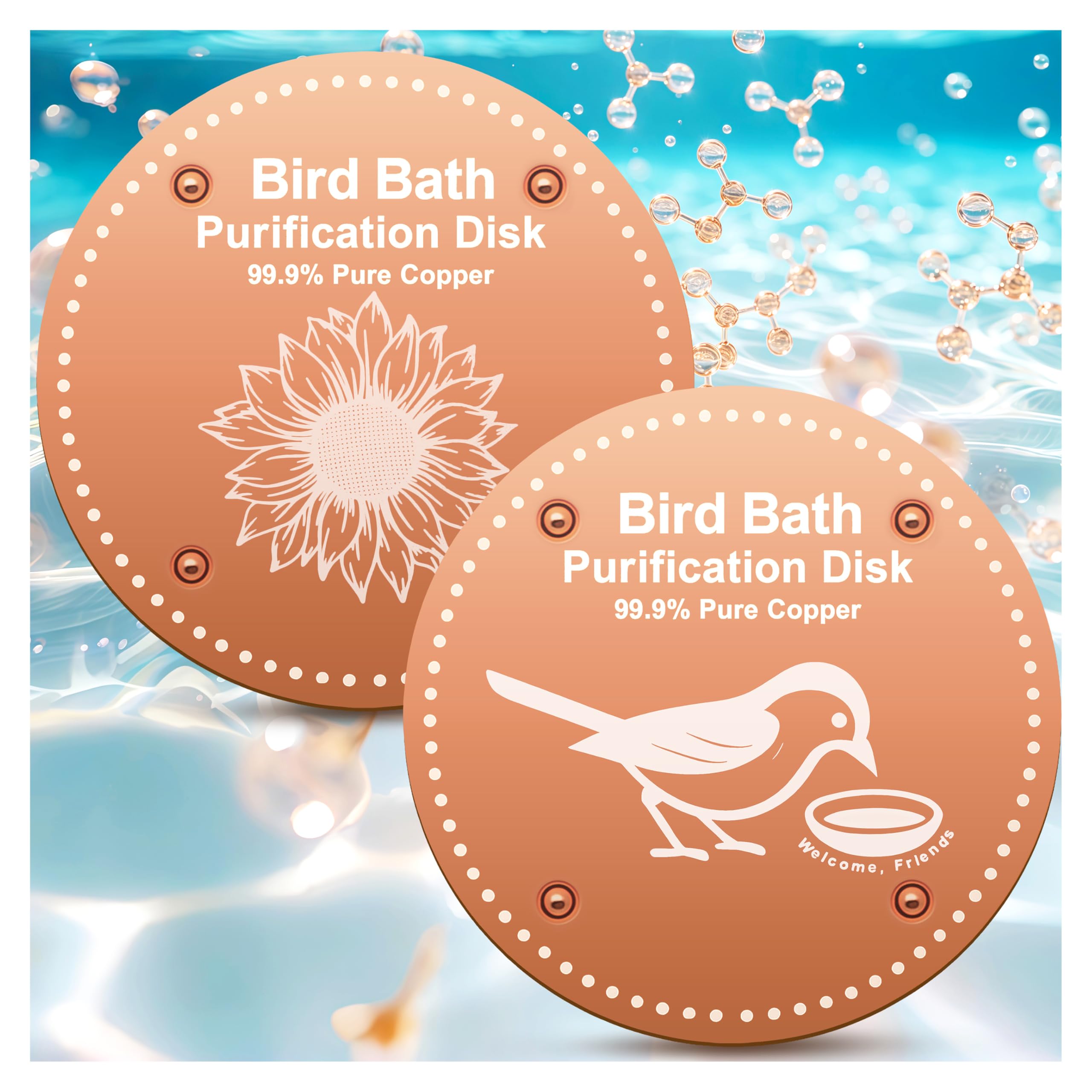 Mangeoire colibri en cuivre pur et bain d'oiseaux solaire