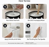 Vista 2 de Hemway - Cristales aditivos de purpurina para pintura de emulsión/acrílica; p/paredes int/ext/madera/barniz/mate/brillante/muebles, 100 g/3.5 oz