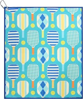 Millie Rose Pickleball Towels in Fashionable Prints - Cute 15x17 Inch Microfiber & Cotton Athletic Towels With Carabiner Clip - Accessories, Gifts (Plaid Pickle)
