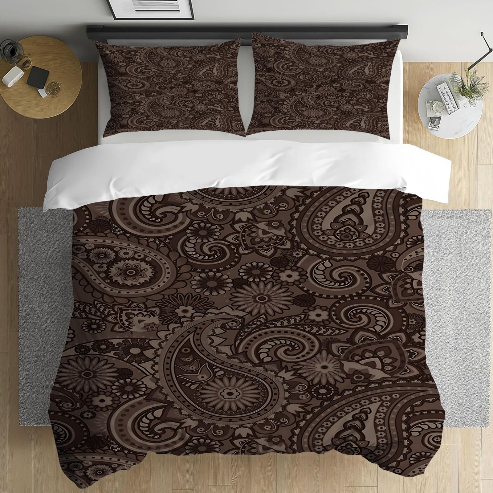 Housse de couette 220x240 paisley en microfibre haute densité haut de gamme