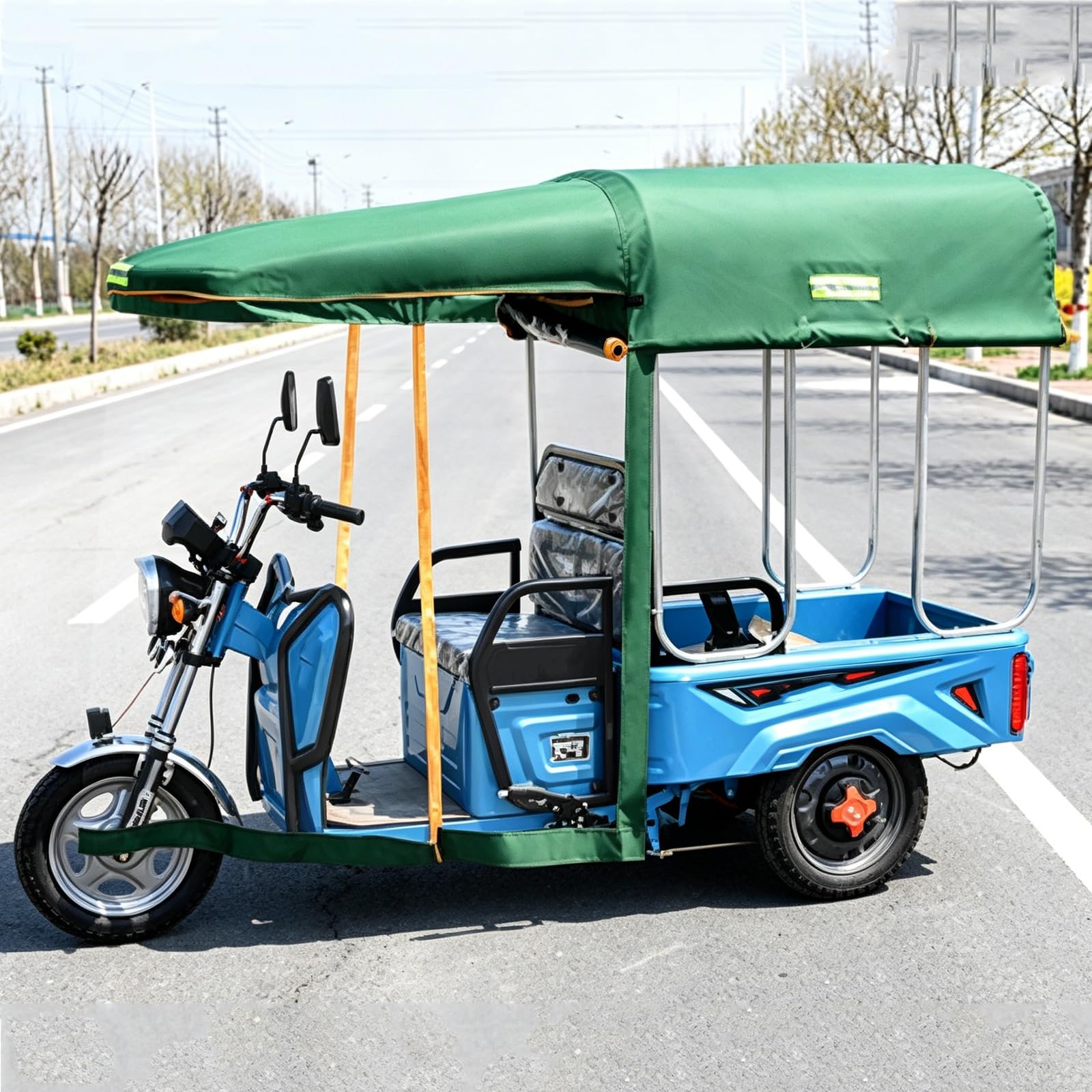 Wrysqbhjyb Green Electric Tricycle Canopy Cover, Waterproof Oxford Fabric Cargo Trike Rainproof Sunshade Awning, All-Weather Sun & Rain Shield(,120X90cm/47.2X35.4")