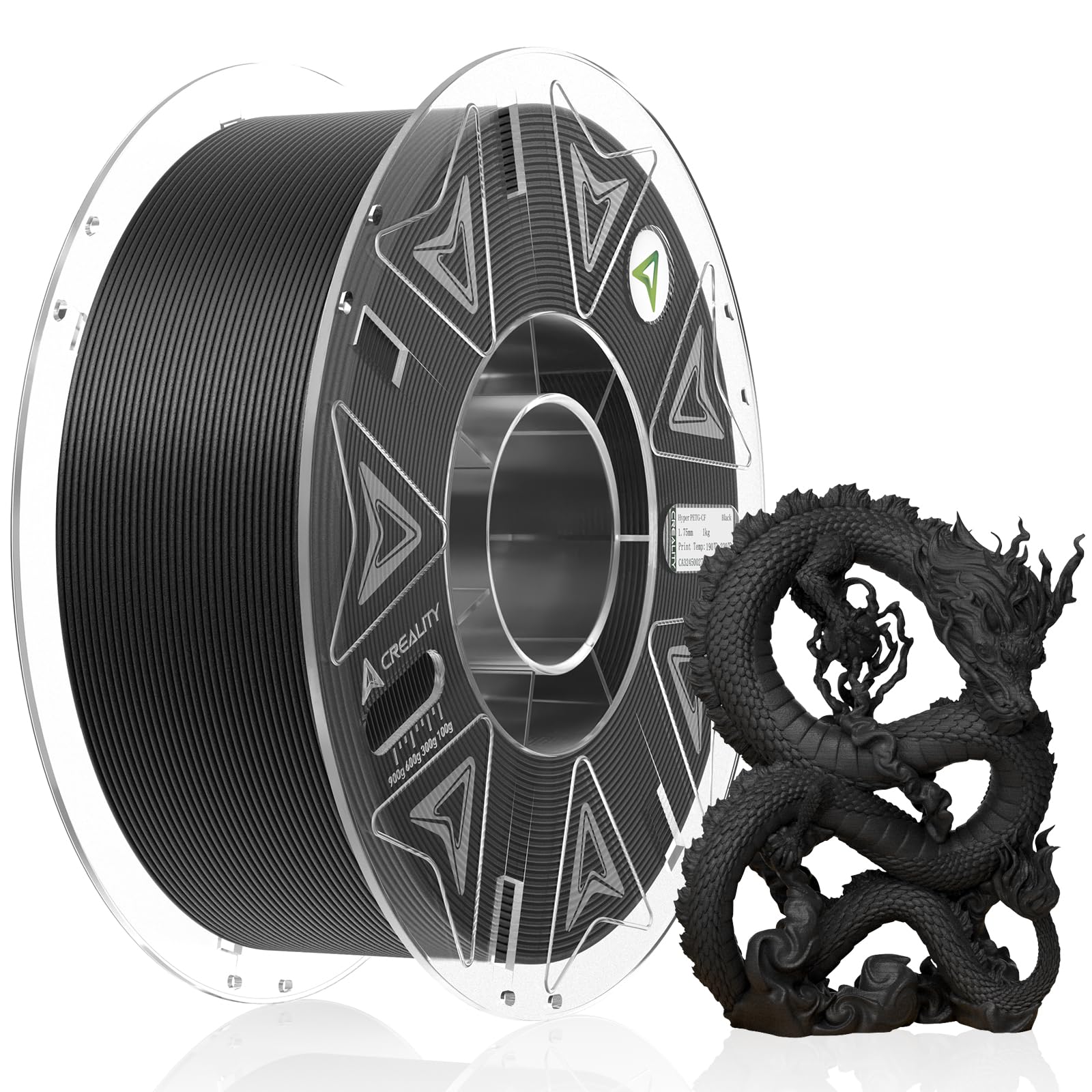 Official Creality Hyper PETG-CF (Carbon Fiber) Filament 1.75mm, High Speed Hyper PETG-CF 30-300mm/s 3D Printer Filament, Dimensional Accuracy +/-0.02mm, 1KG Spool Black, Fit Most FDM 3D Printers