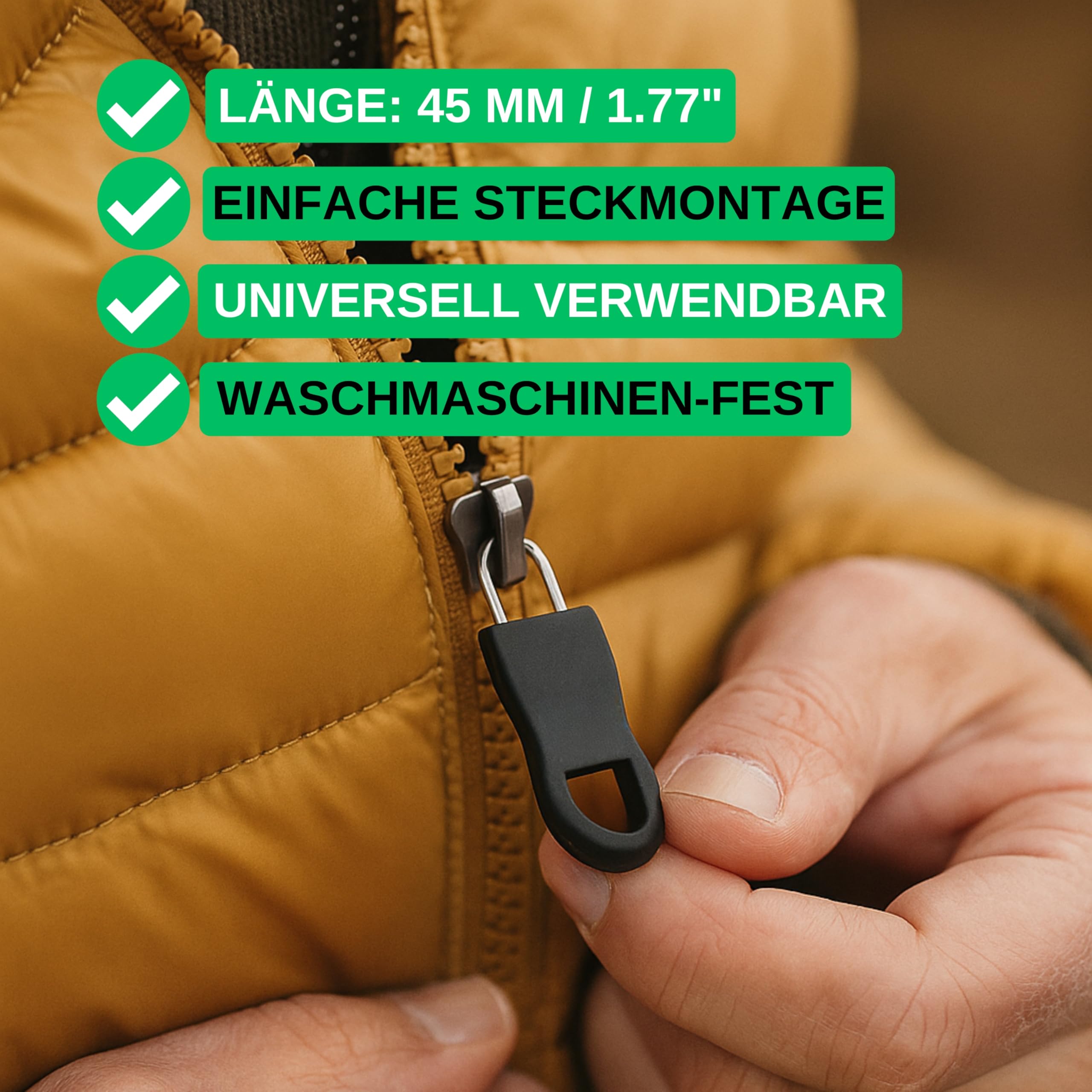 Reißverschluss-Ziehstücke Herzform - 5 Stück, Schwarz, Abnehmbar, Für Jacken, Mäntel, Gepäck & Nähprojekte