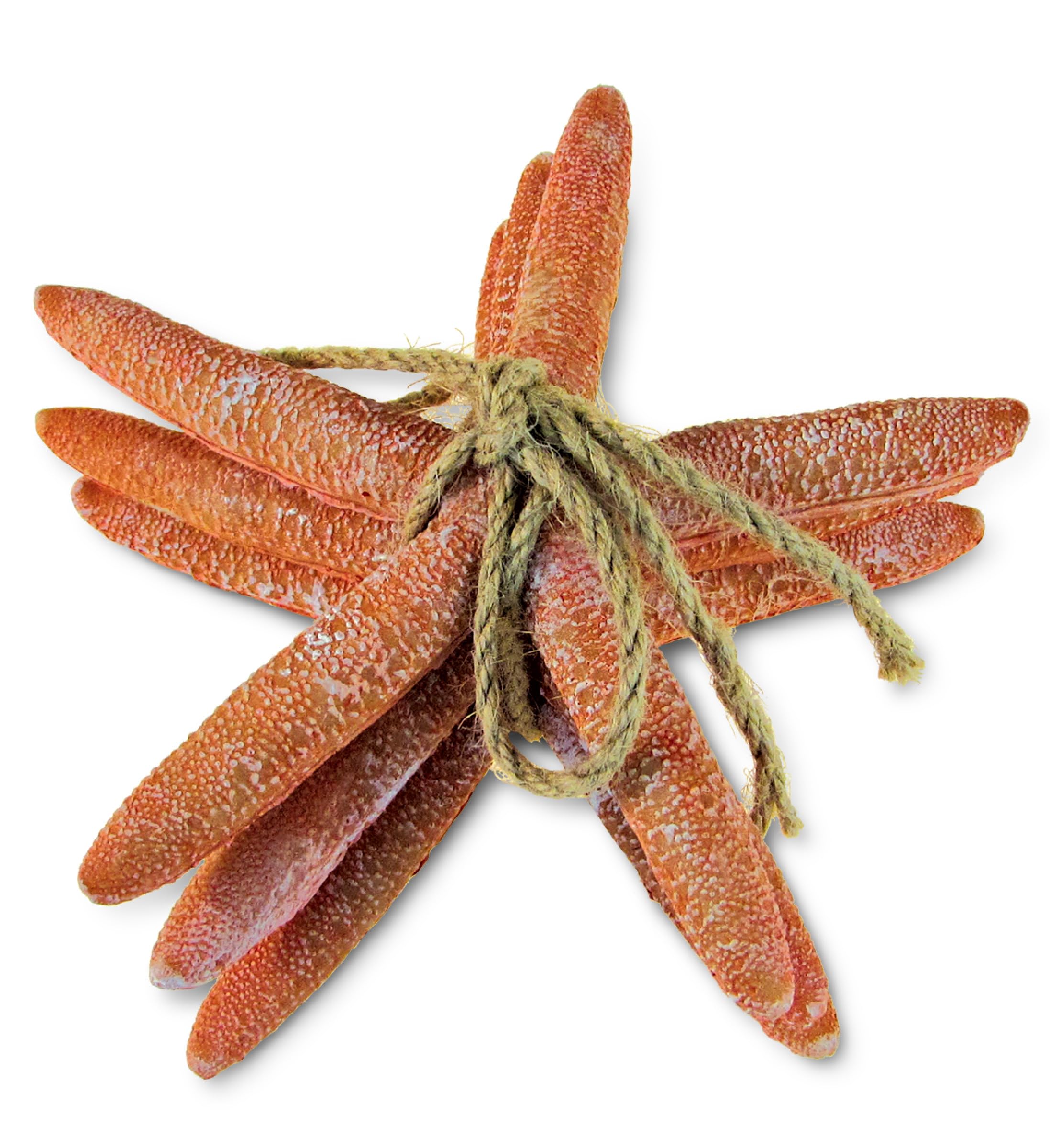 Puzzled Nautical Orange Starfish Set - Decorative Beach Style Tabletop Centerpiece, Realistic Resin Sea Coral Reef Starfishes for Home Decor - 3