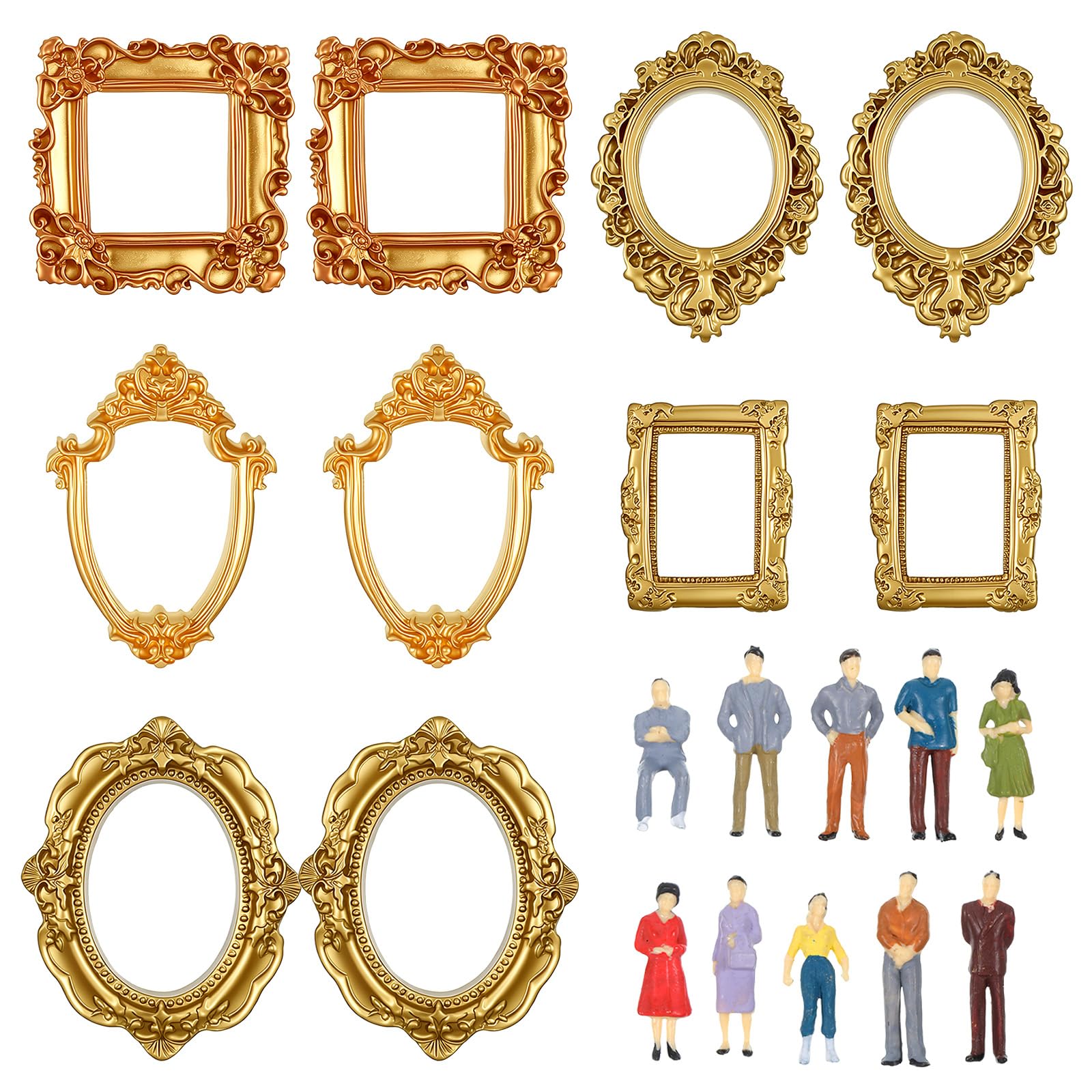 Yykazqe 10 Pcs 1:50 Miniature People Figurines and 10 Pcs MiniPicture Frames - Perfect Accessories for DIY Projects