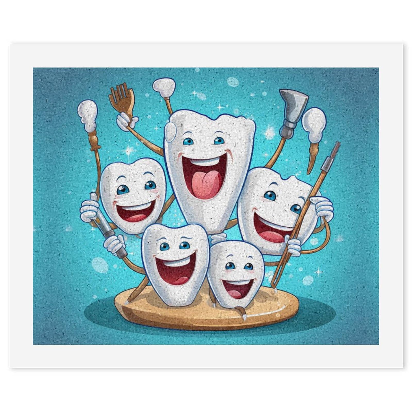 Teeth Dentist Dentistry Dental Funny Paint by Number for Adults Beginners Canvas Oil Painting Frameless for Home Wall Decoration