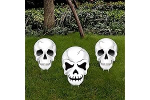 Halloween Yard Decorations Skeleton: 3-Piece Skull Yard Signs with Stakes