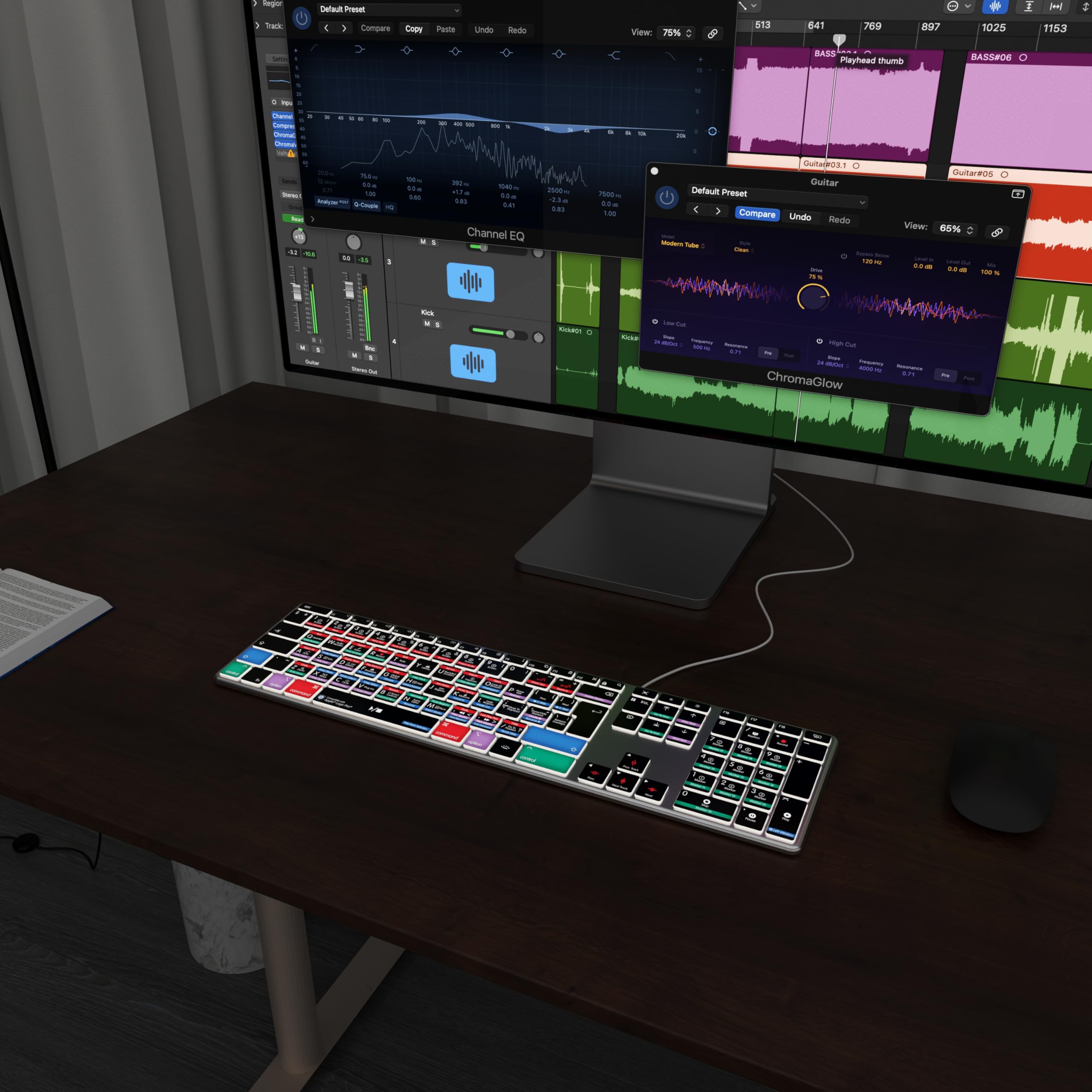 Editors Keys Logic Pro kompatible Tastatur AB10 Core – kabelgebundener USB-C – Hintergrundbeleuchtung – 150+ farbcodierte Shortcuts – nur Mac – UK/Euro Englisches Layout