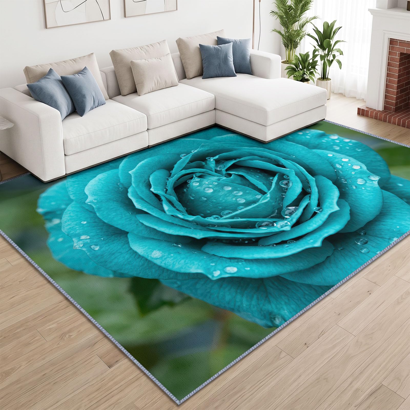 Générique Campagne Floral Rose Tapis Salon 80 x 150 cm Lavable en Machine