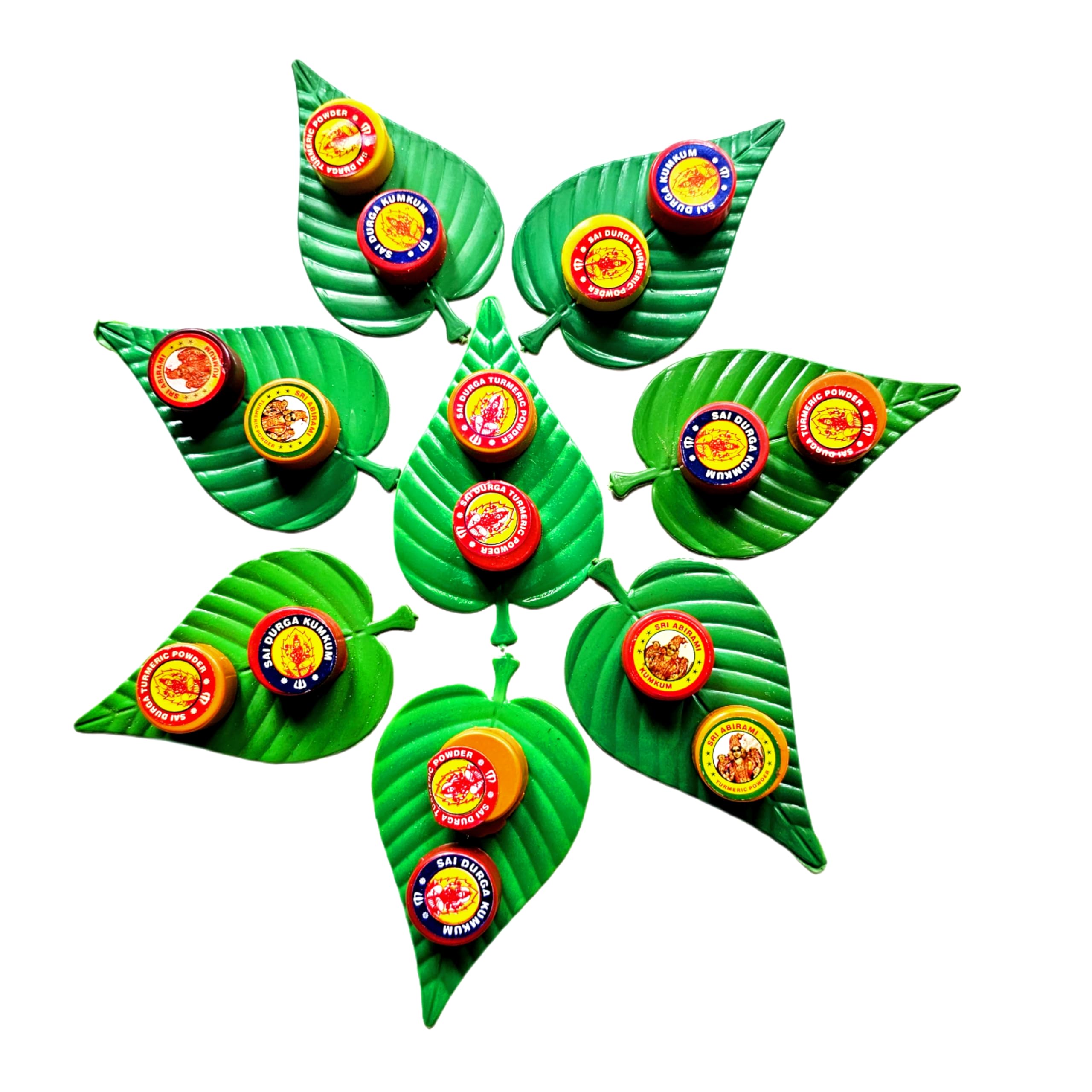 GNR Pack of 100 Pcs Leaf Shape Thamboolam Set with Pasupu Kumkum - Fancy Leaf Set Combo with Haldi Kumkum Set | Best Return Gift