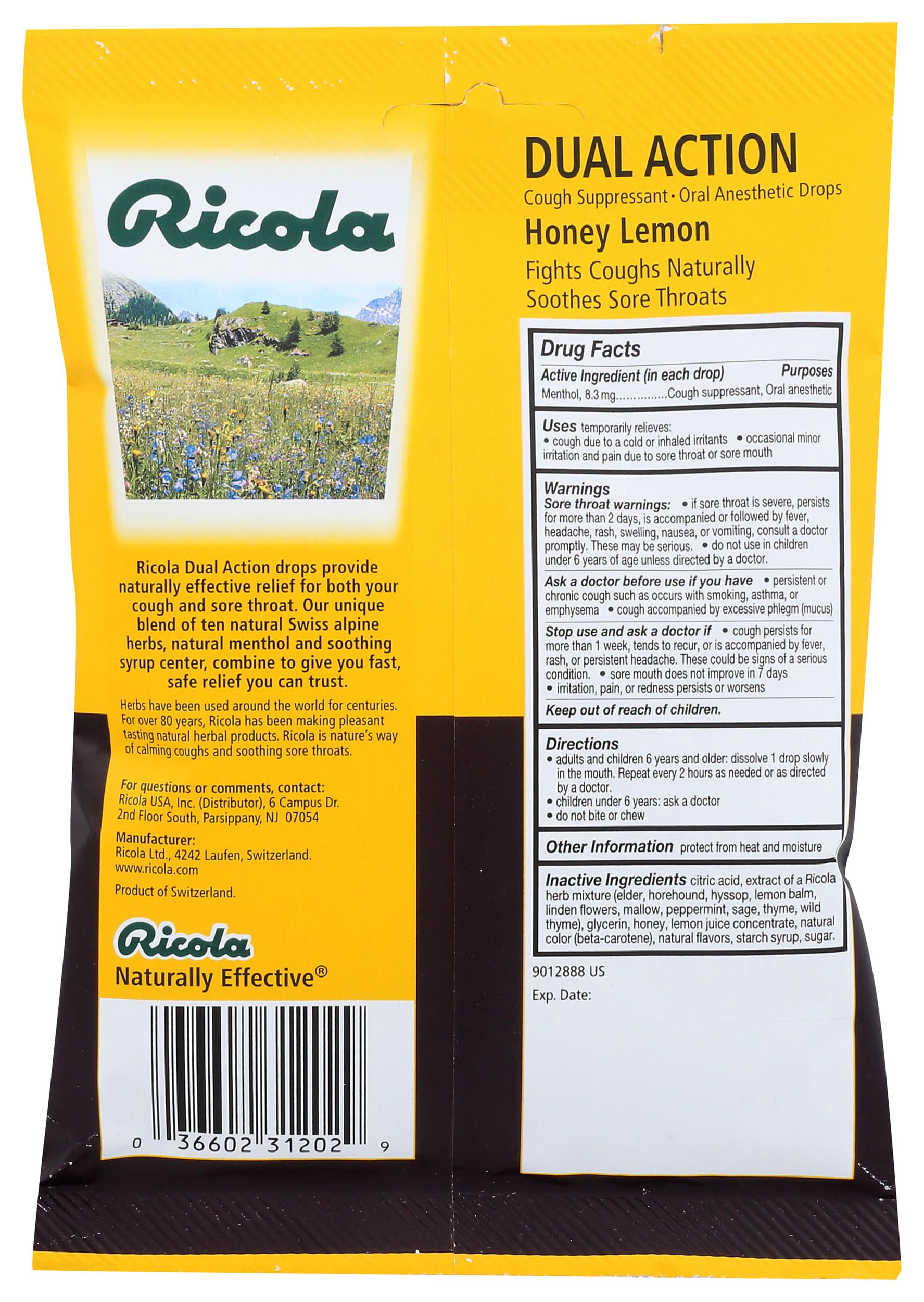 Ricola Dual Action Honey Lemon Cough Drops, 19 Count — Amazon image 2