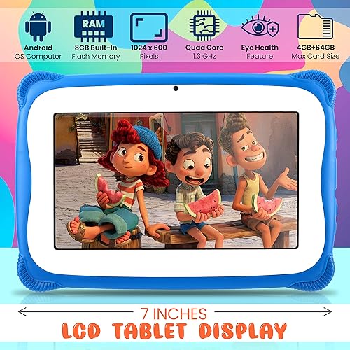 Miniatura 6 de Tablet Android de 7 pulgadas con pantalla HD de 1080p, tableta infantil con lápiz capacitivo, cámara dual, compatibilidad WiFi, procesador de cuatro