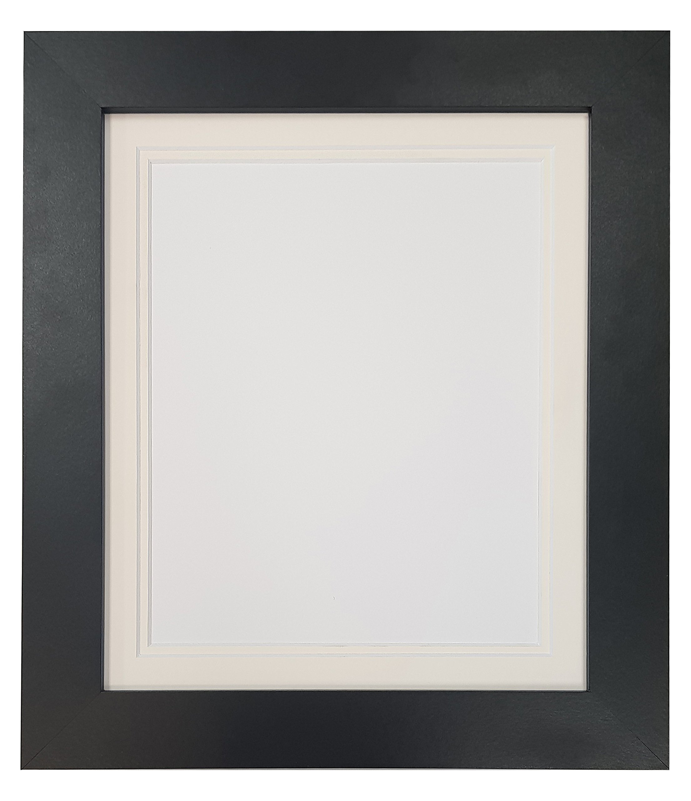 Frames By Post Ivory Double Mount Metro Black Photo Picture Poster Frame With Double Ivory Mount 12 X 12 For Image Size 10 X 10 Inch