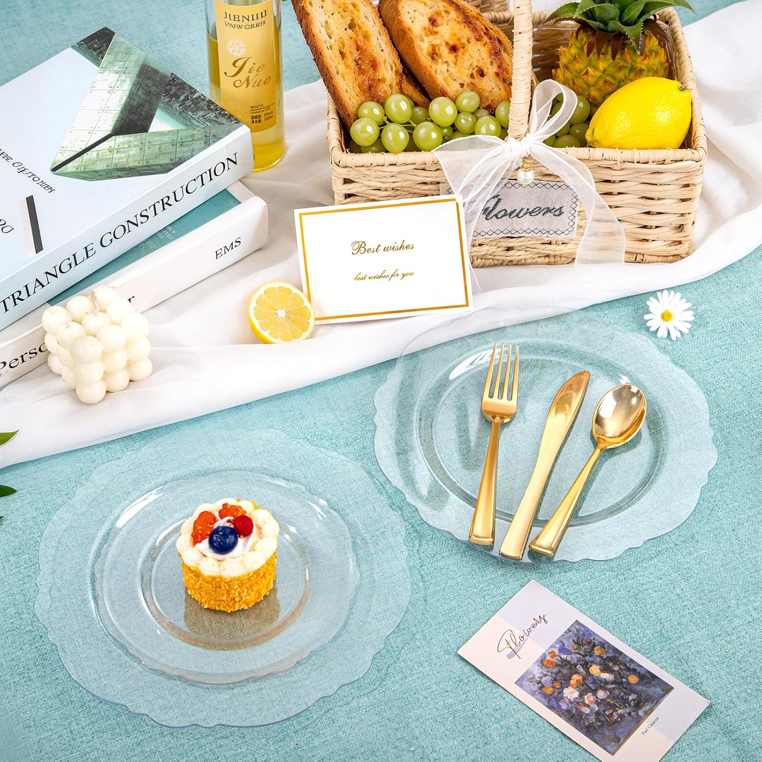 WDF 60pcs Clear Plastic Dessert Plates Disposable -7.5inch Small Disposable Clear Cake/Appetizer/Dessert Plastic Plates for Wedding, Party - Image 7