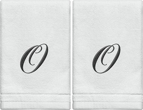 Vista 20 de Toallas con monograma de dedo, regalo personalizado, 11 x 18 pulgadas - Juego de 2 - Toalla bordada negra - Extra absorbente 100% algodón - Acabado