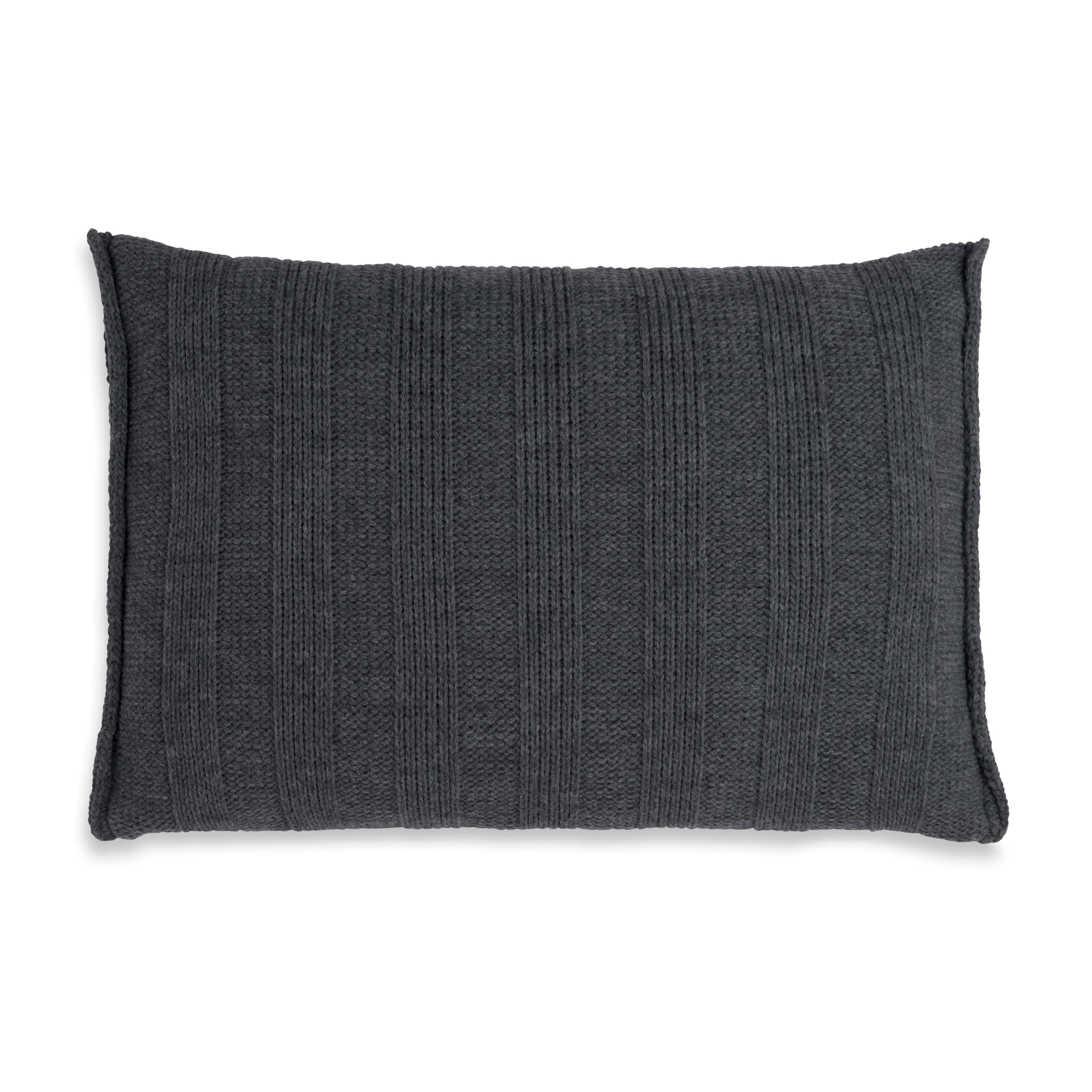KNIT FACTORY - Jesse Rechteckiges Zierkissen - Anthrazit - 60x40 cm | Sofakissen mit Füllung und Bezug - Couchkissen - Zierkissen - Gestrickter Dekokissen - Zeitloses Design