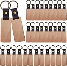 Delamiya Lot de 30 porte-clés en bois vierge DIY - Écrans vierges - Écrans en bois vierge - Inscriptibles - Pour peinture, cadeaux, porte-clés, Carré., S