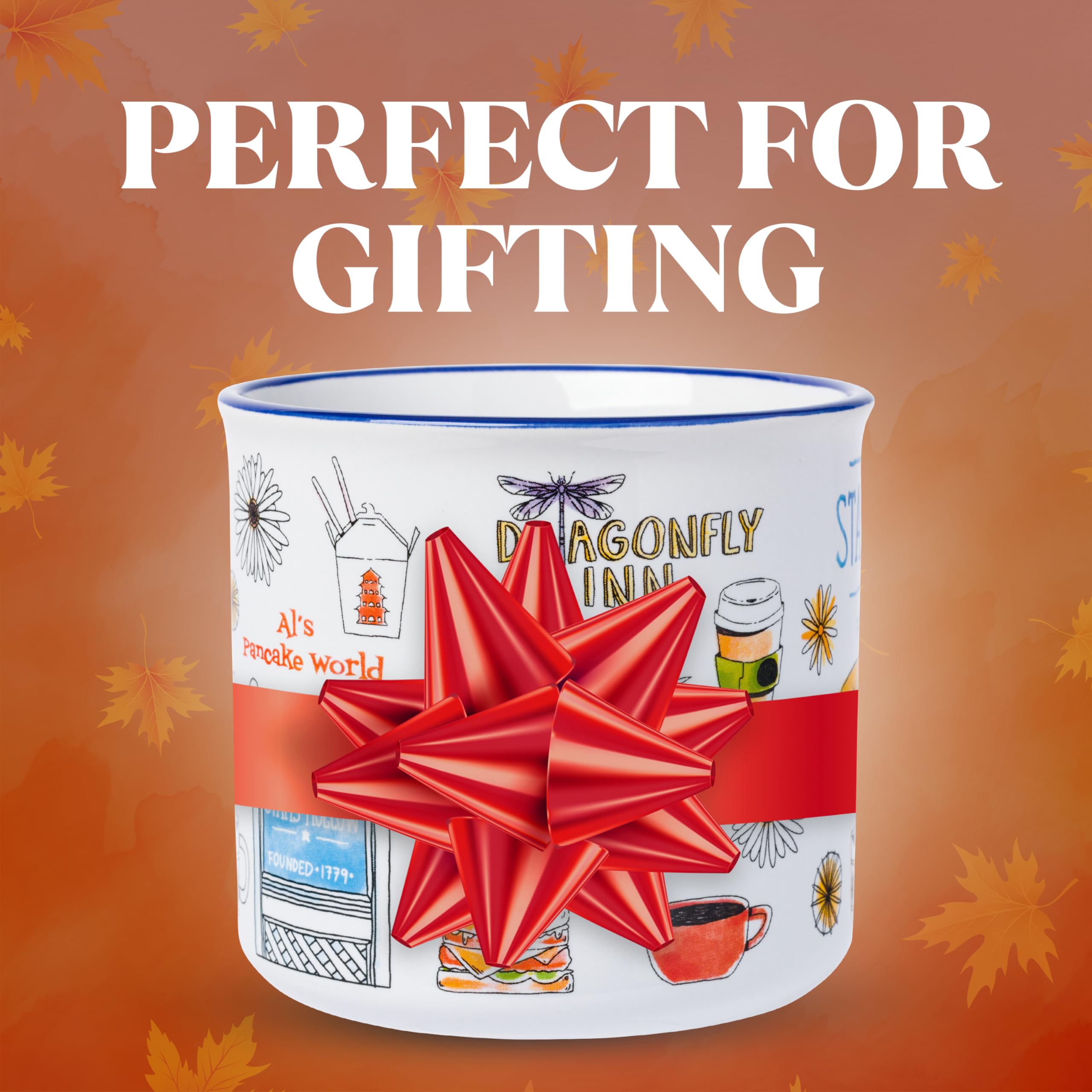 Silver Buffalo Gilmore Girls Luke's Featuring Iconic Stars Hollow Locations Keramik Camper Tasse, 590 ml