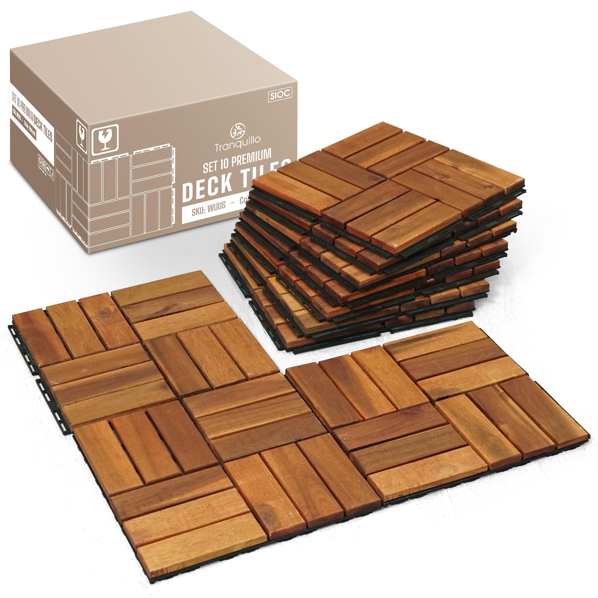 Tranquillo Acacia Wood Interlocking Deck Tiles